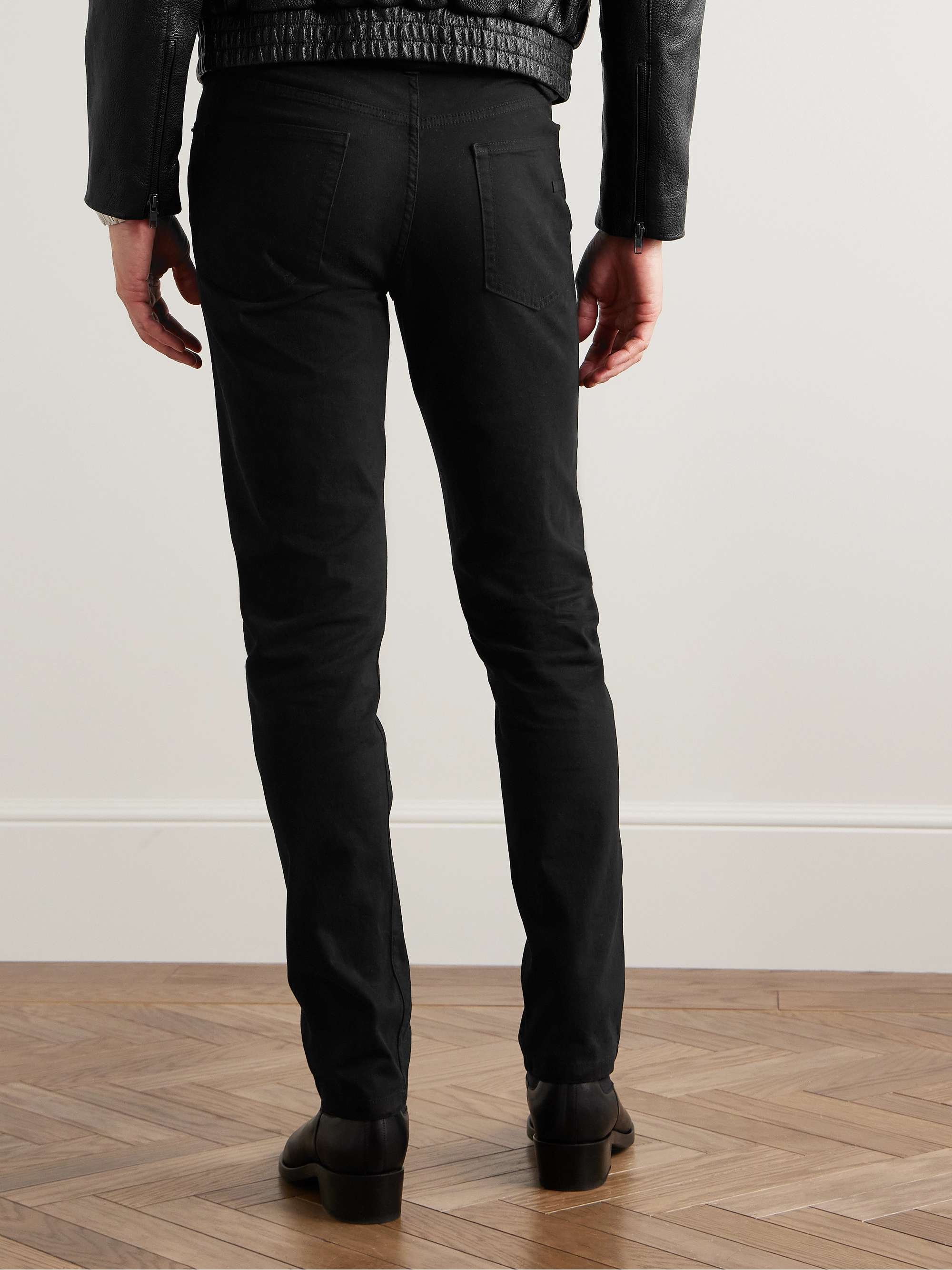 Slim-Fit Brushed Cotton-Blend Trousers view