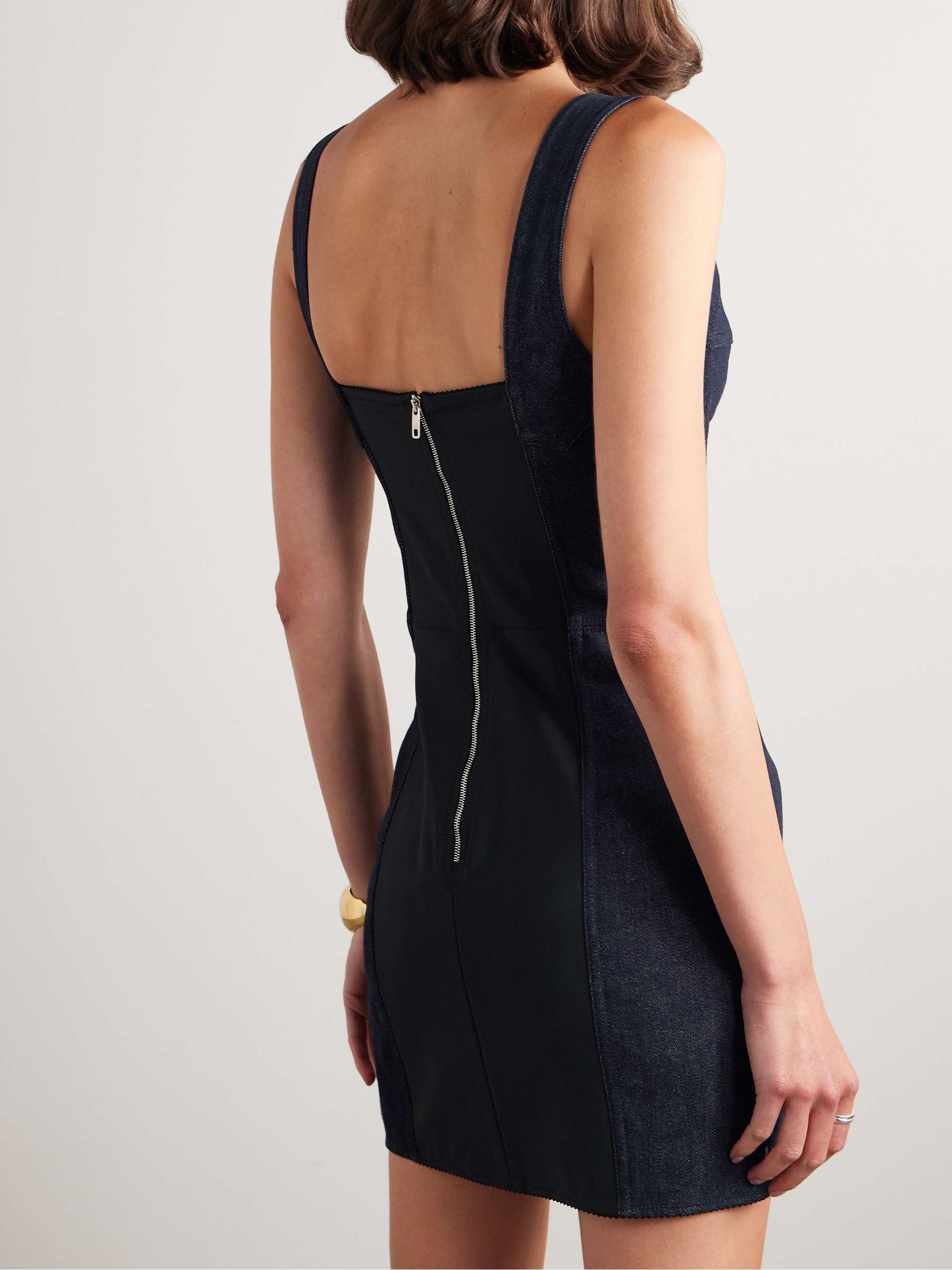 Tulle-trimmed denim mini dress view