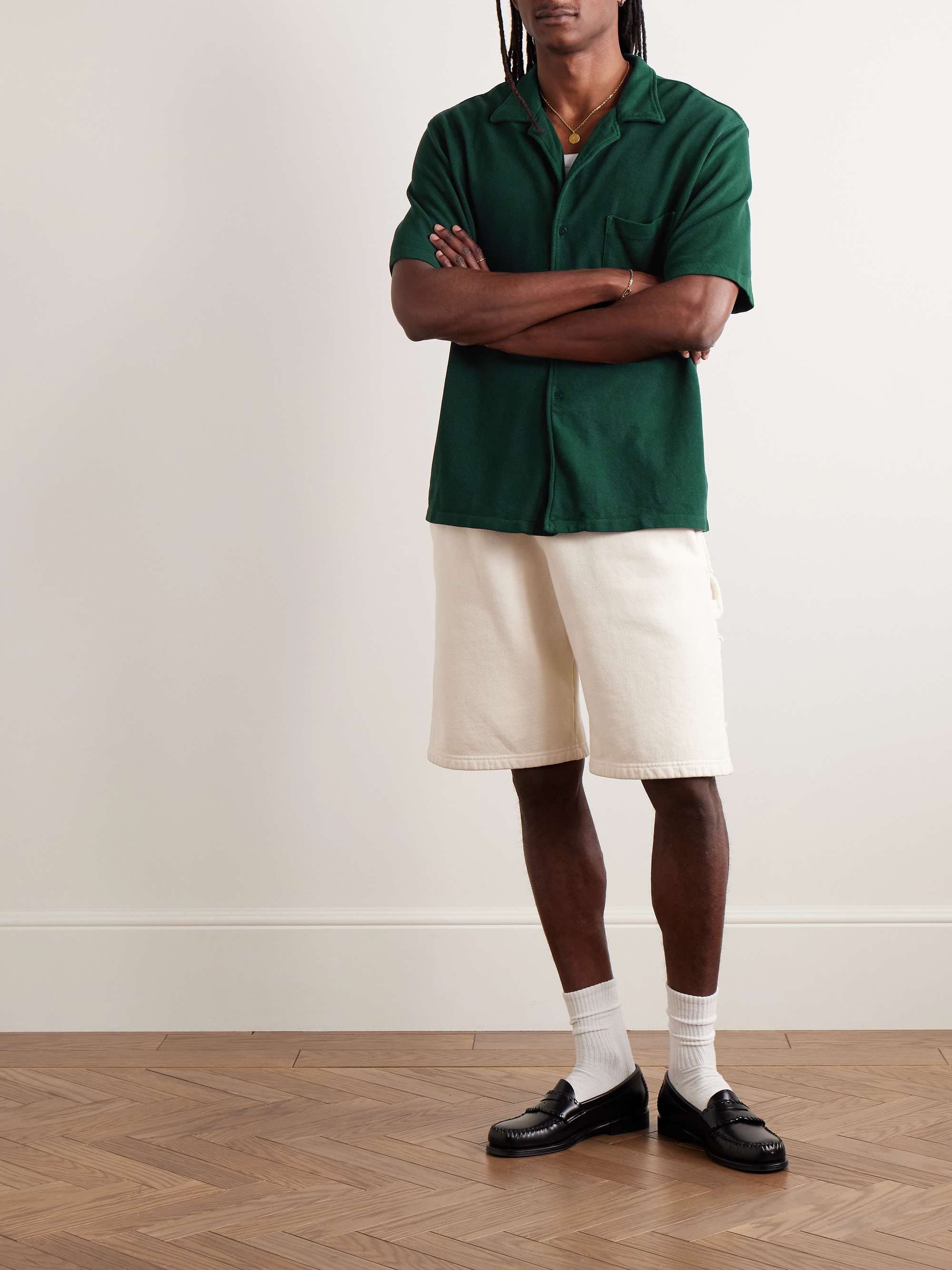 Camp-Collar Garment-Dyed Cotton-Piqué Shirt view