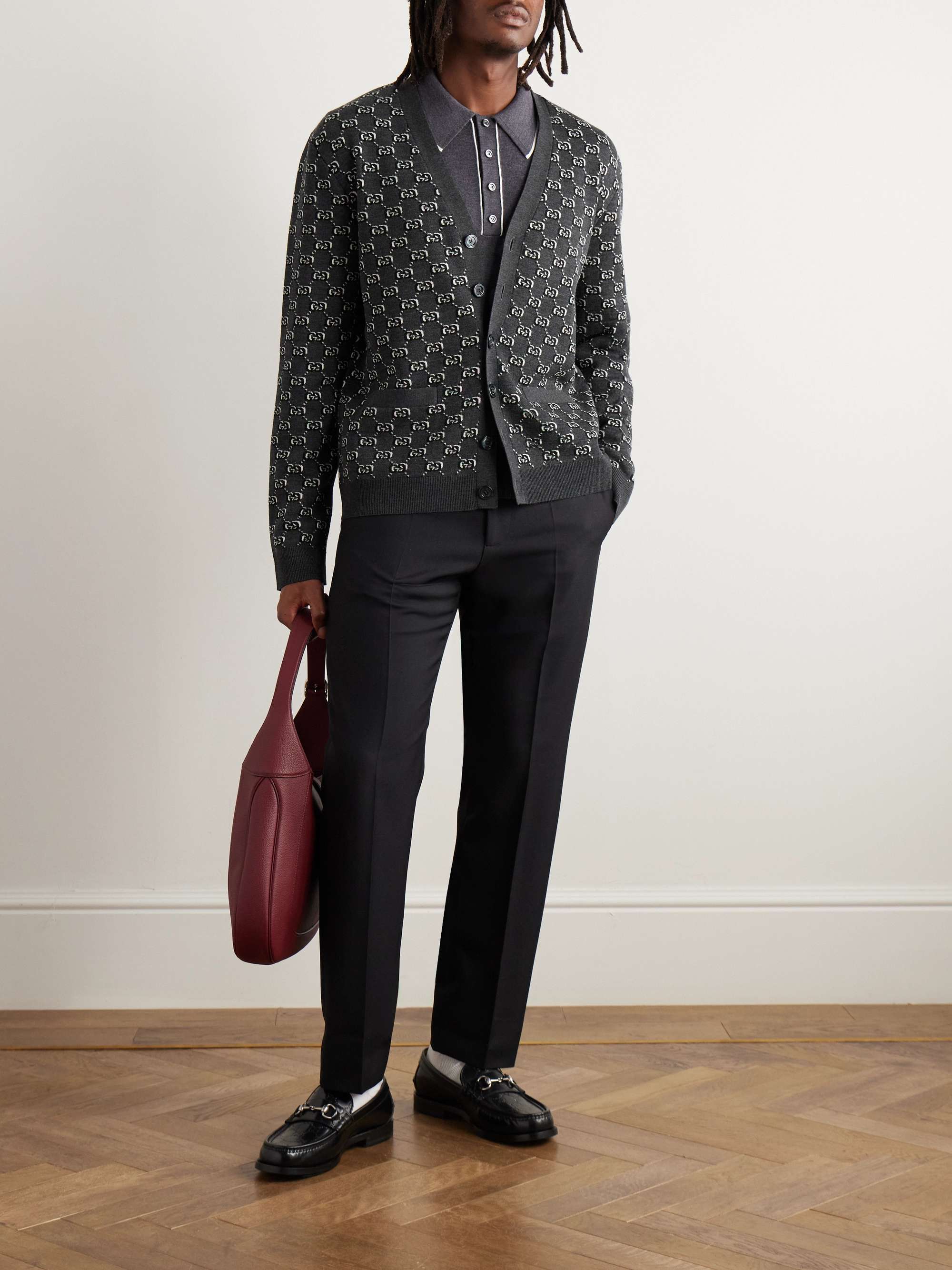 Logo-Jacquard Wool Cardigan view