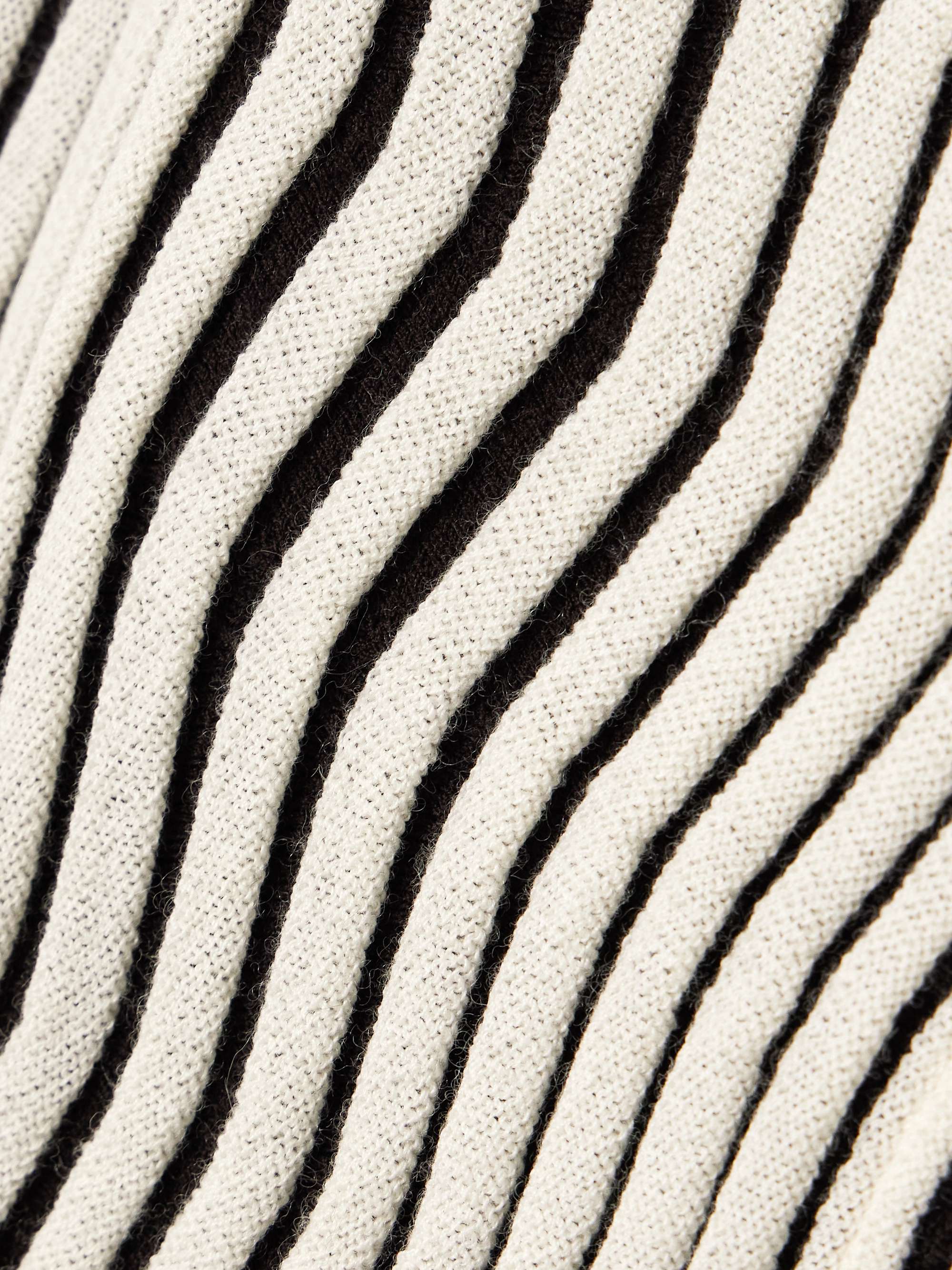 Striped ribbed wool midi dress view