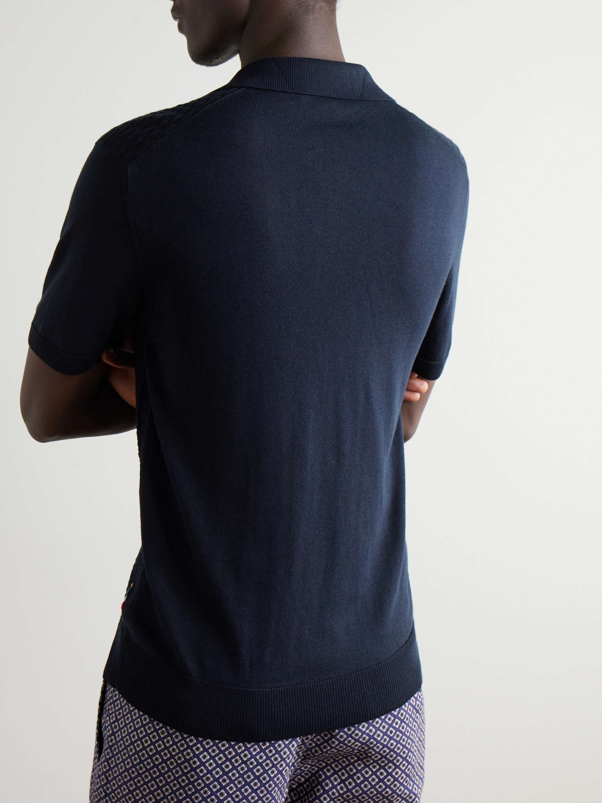 Horton Waffle-Knit Mulberry Silk and Organic Cotton-Blend Polo Shirt view