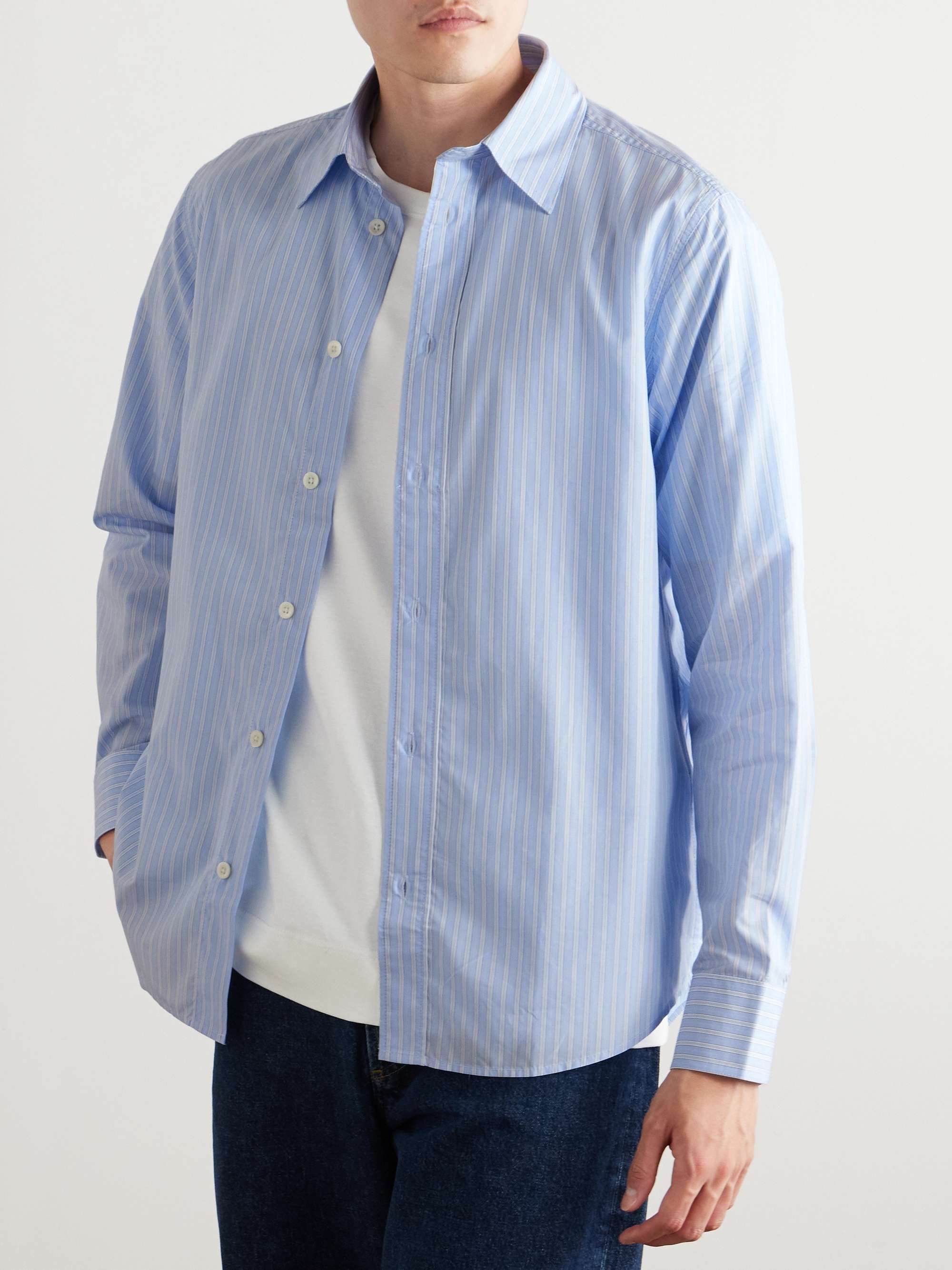 Colby 5329 Striped Lyocell and Supima Cotton-Blend Shirt view