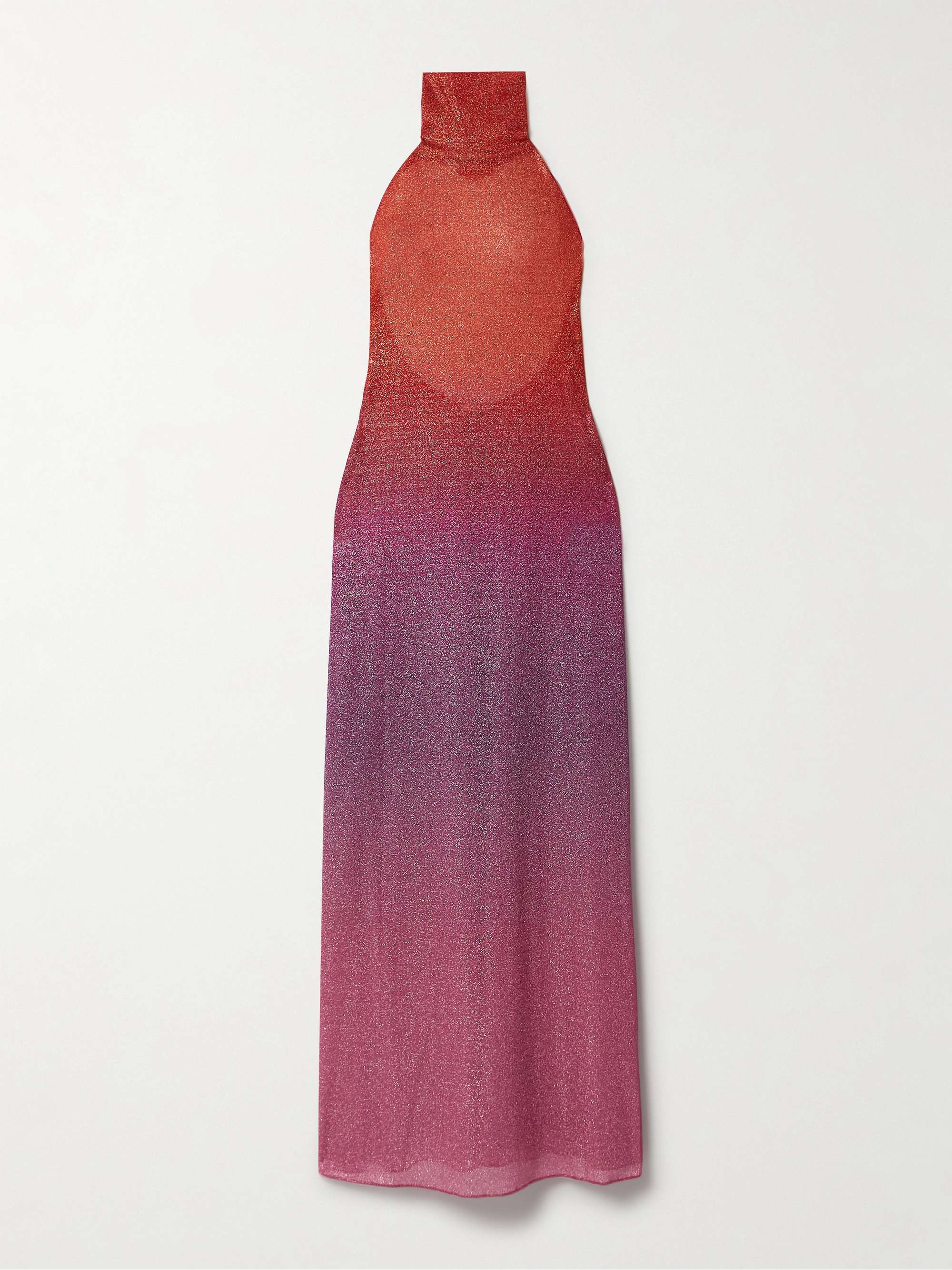 Lumière ombrè metallic stretch-knit halterneck maxi dress hero visual