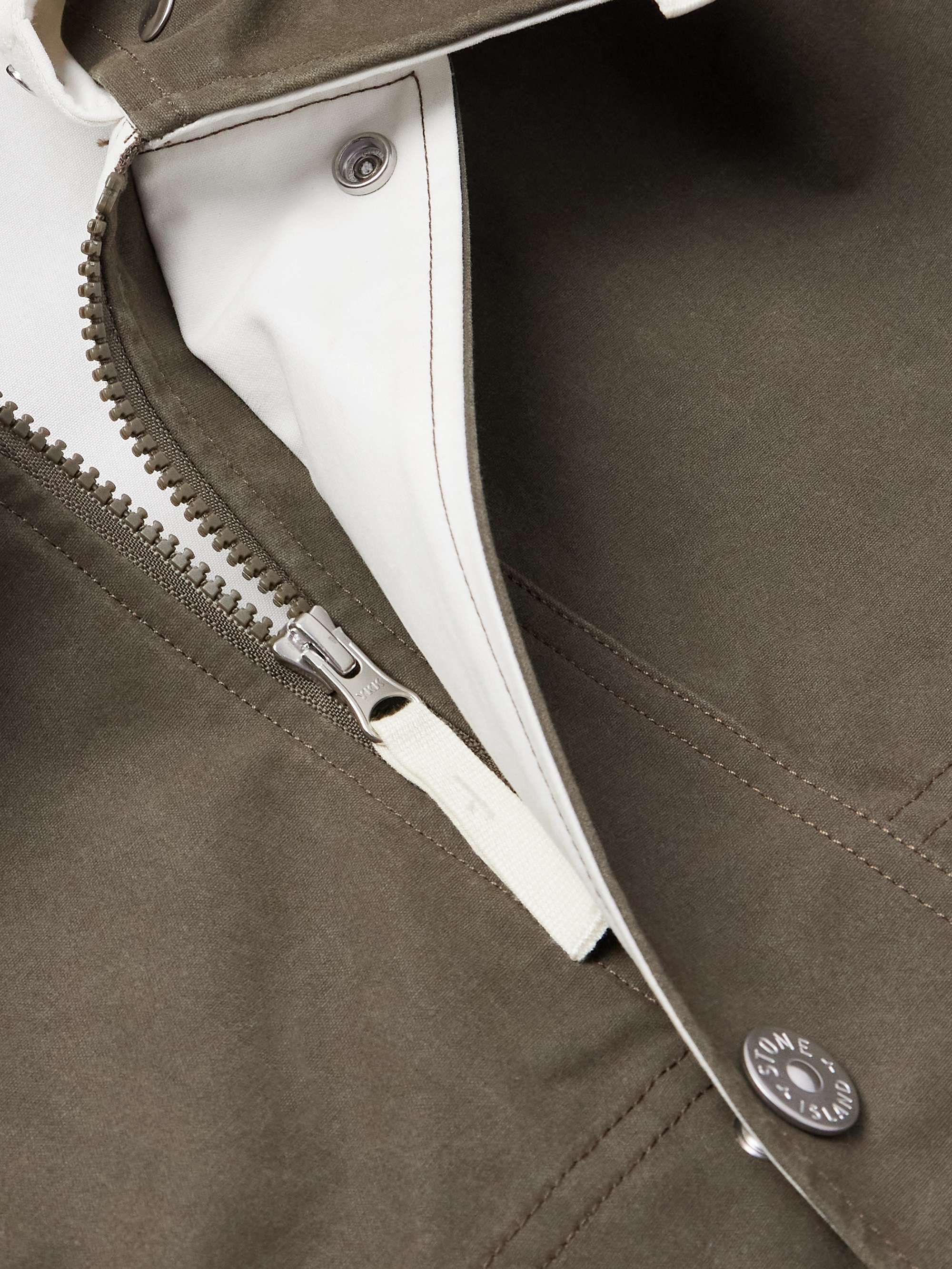 Logo-Appliquéd Colour-Block Tela Resinata Hooded Jacket view