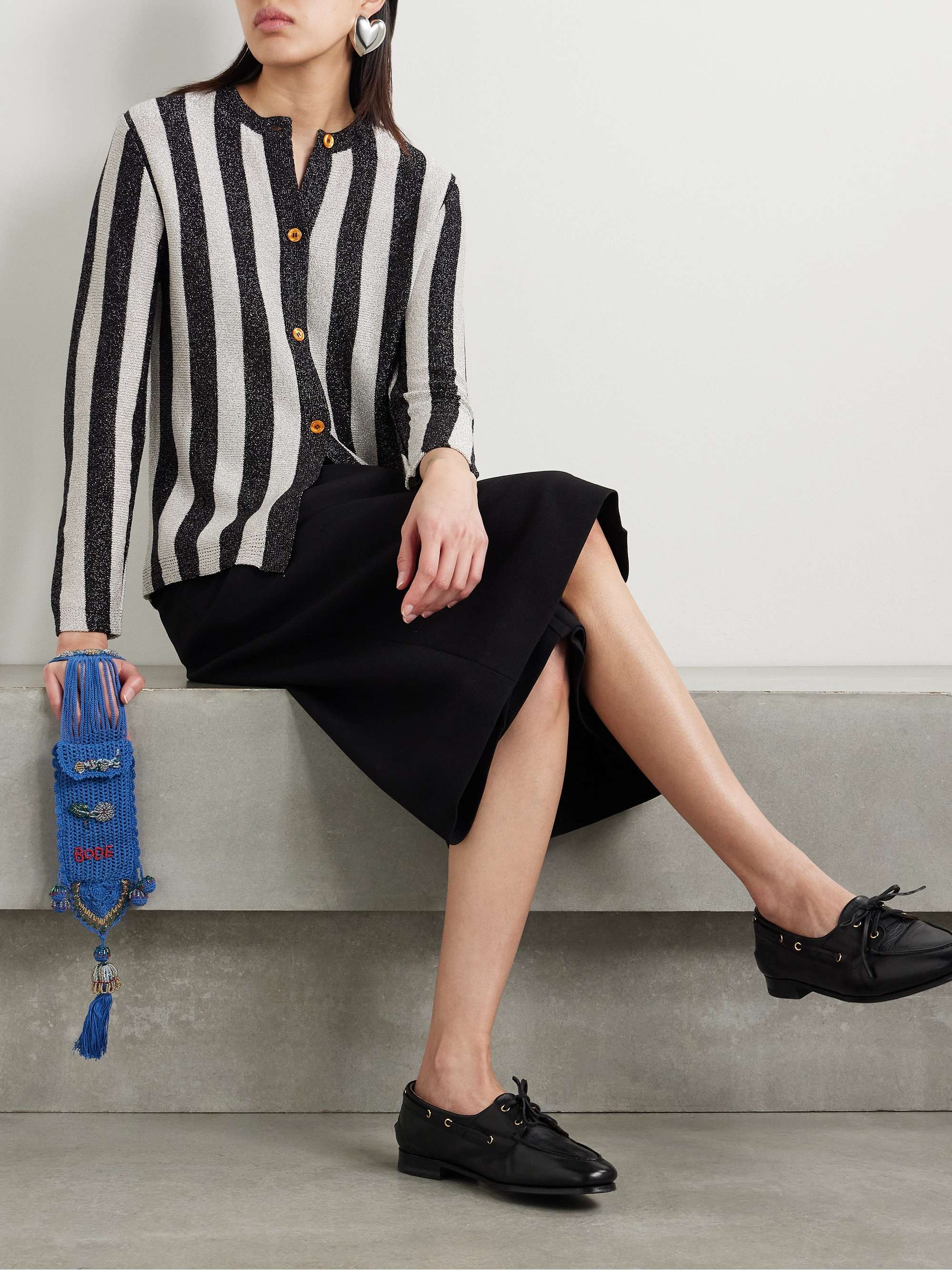 Grandstand metallic striped knitted cardigan view