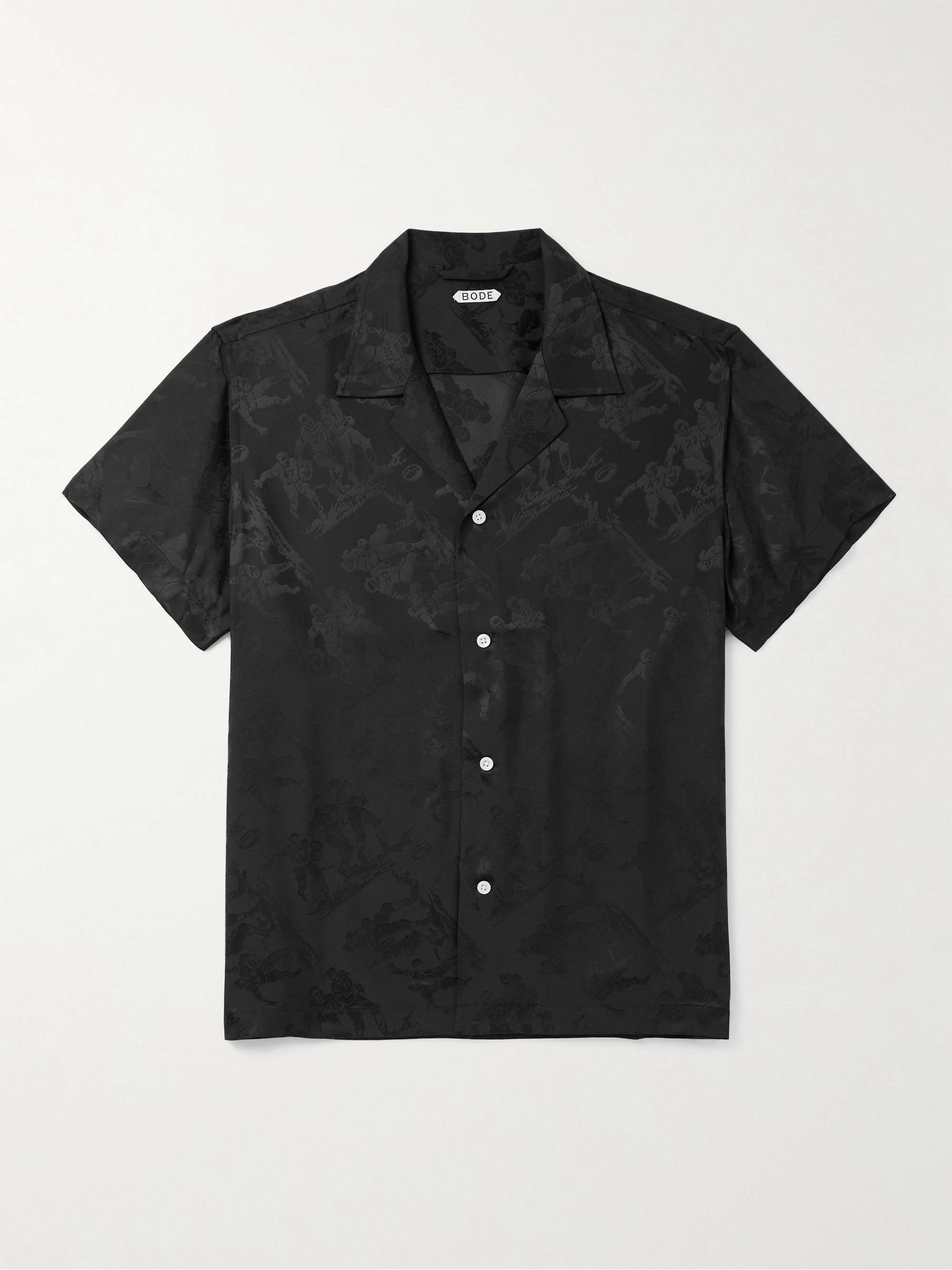 Camp-Collar Satin-Jacquard Shirt hero visual