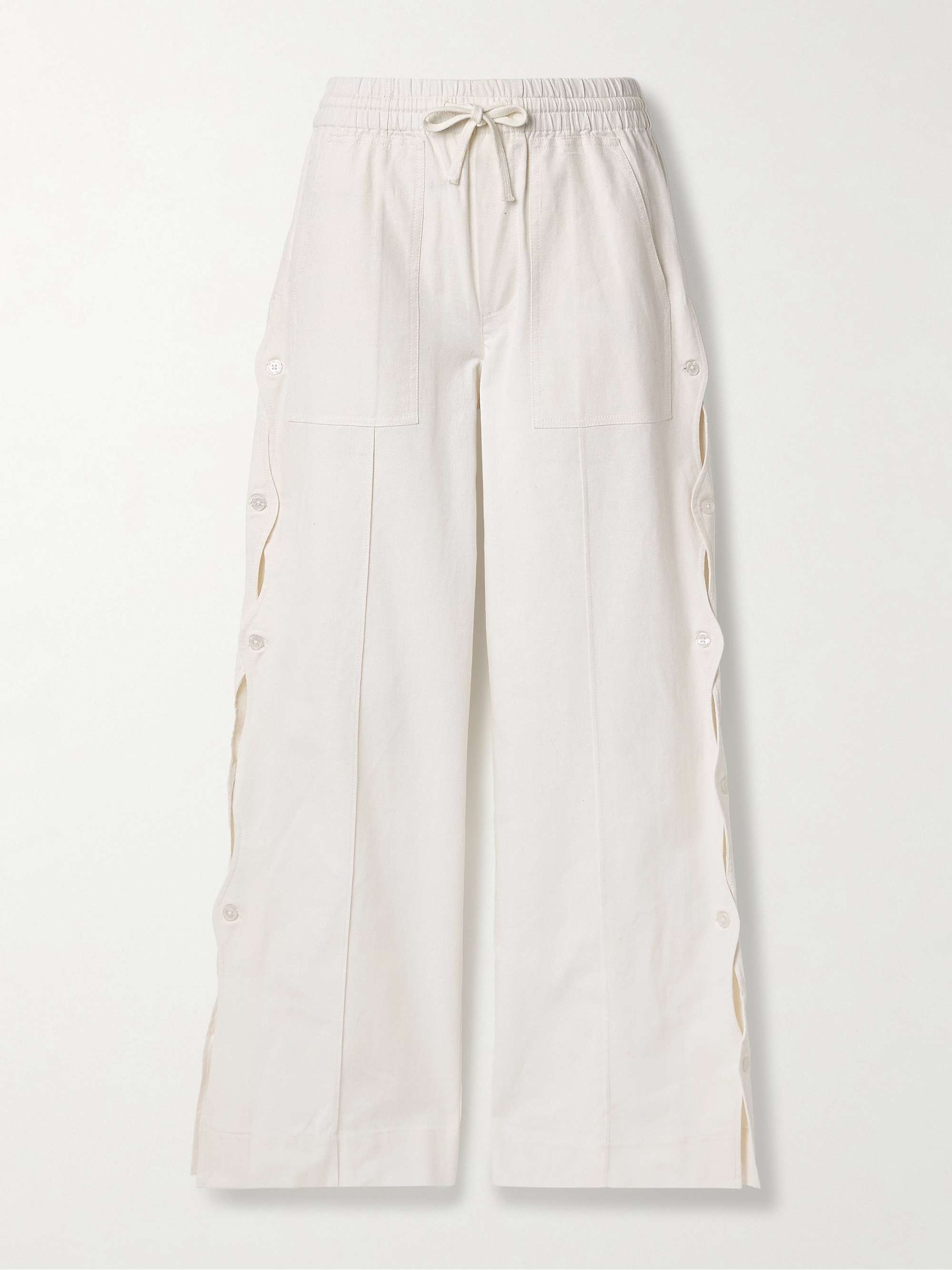 Shai cutout button-detailed cotton and linen-blend wide-leg pants hero visual
