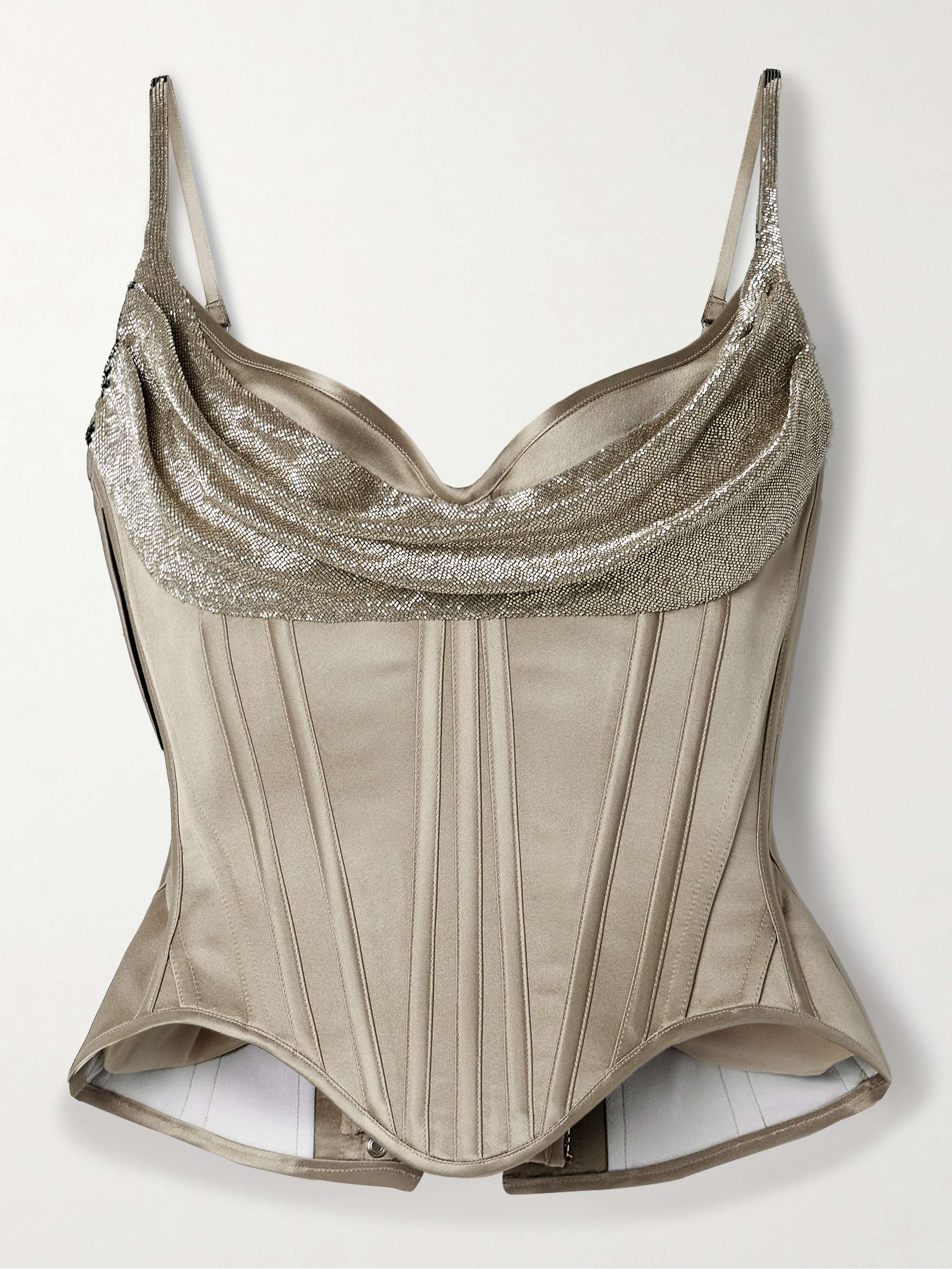 Salon bead-embellished silk-satin bustier top hero visual