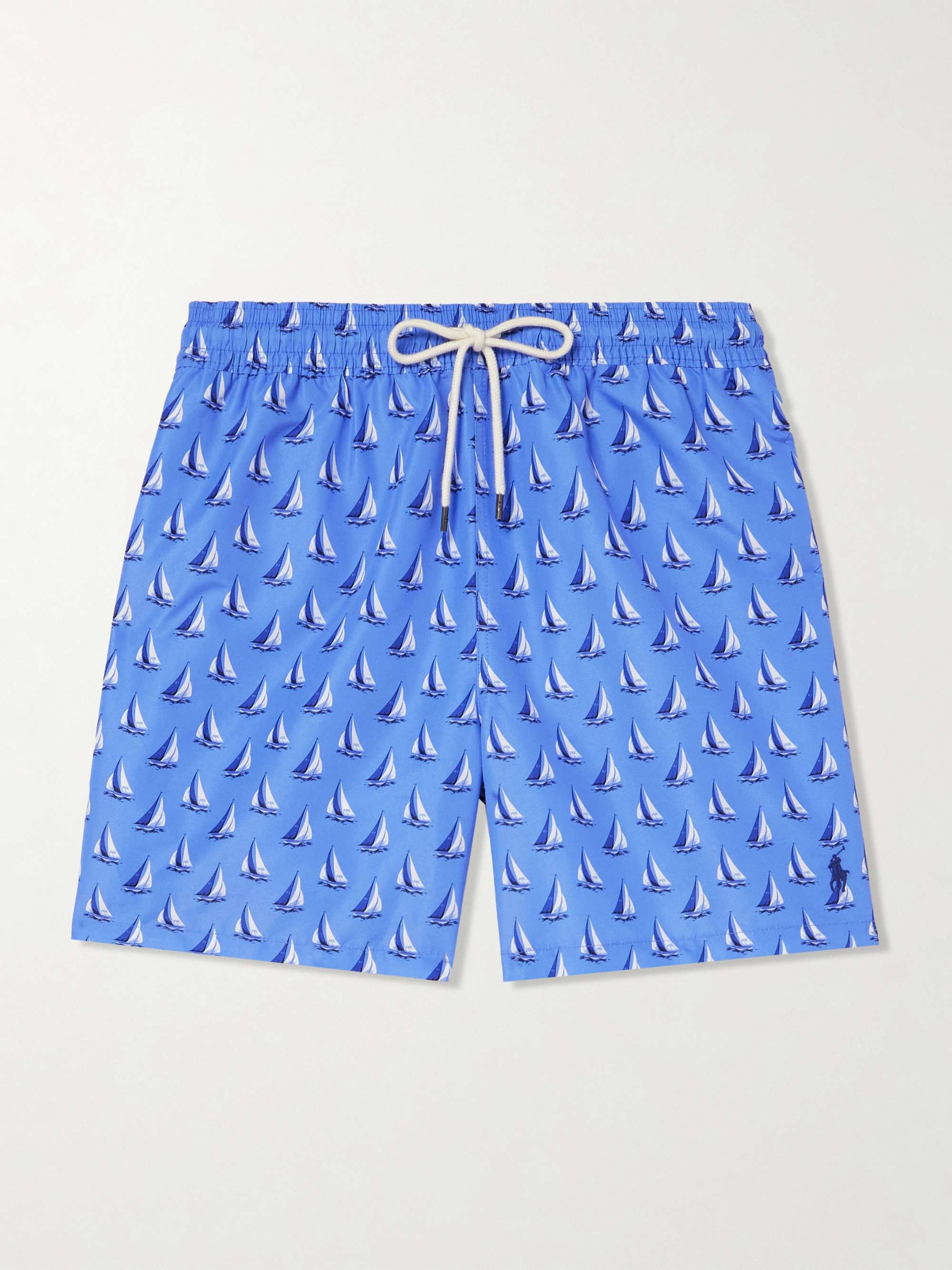 Traveler Straight-Leg Mid-Length Printed Recycled Swim Shorts hero visual
