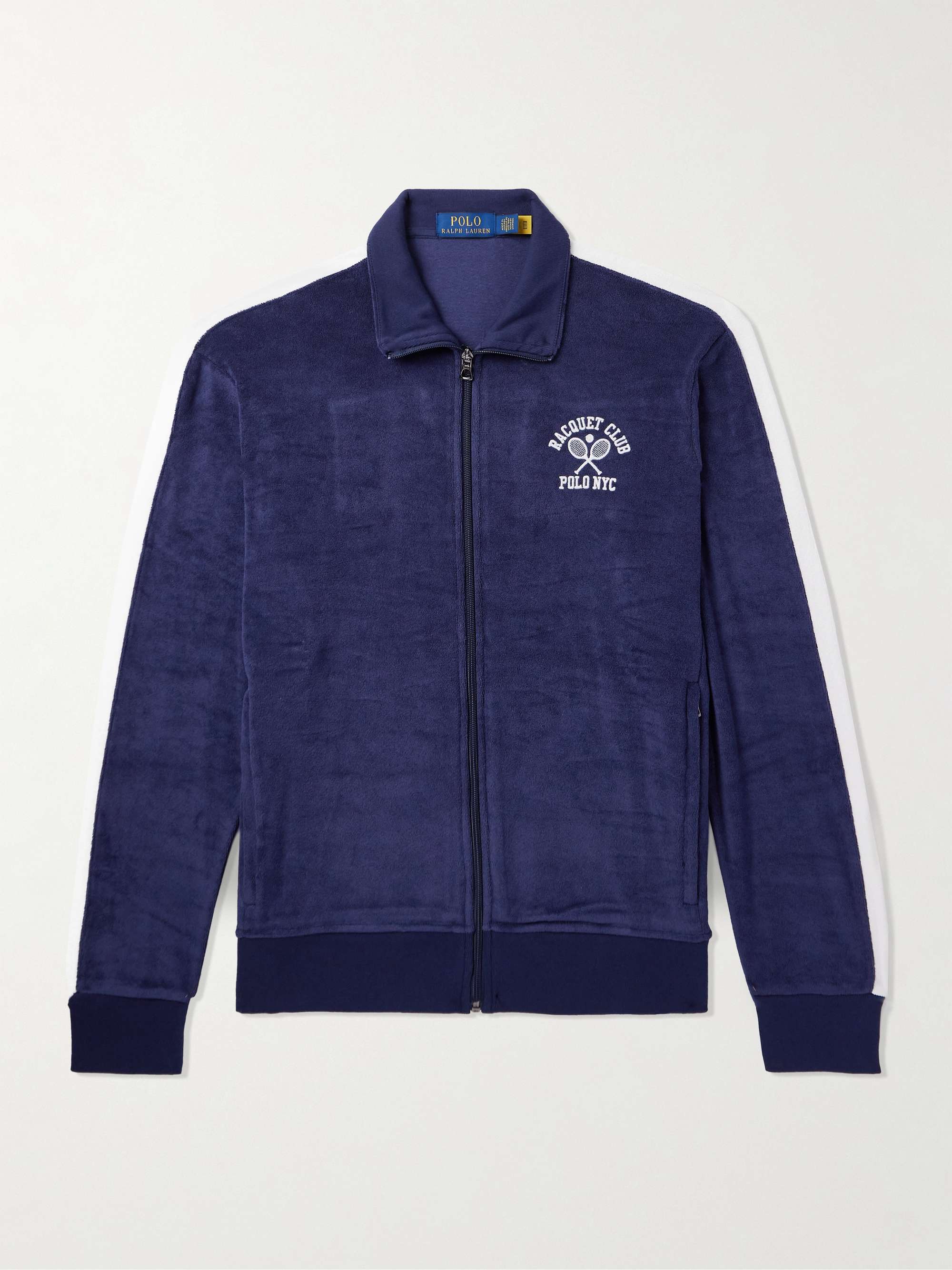 Striped Cotton-Blend Terry Track Jacket hero visual
