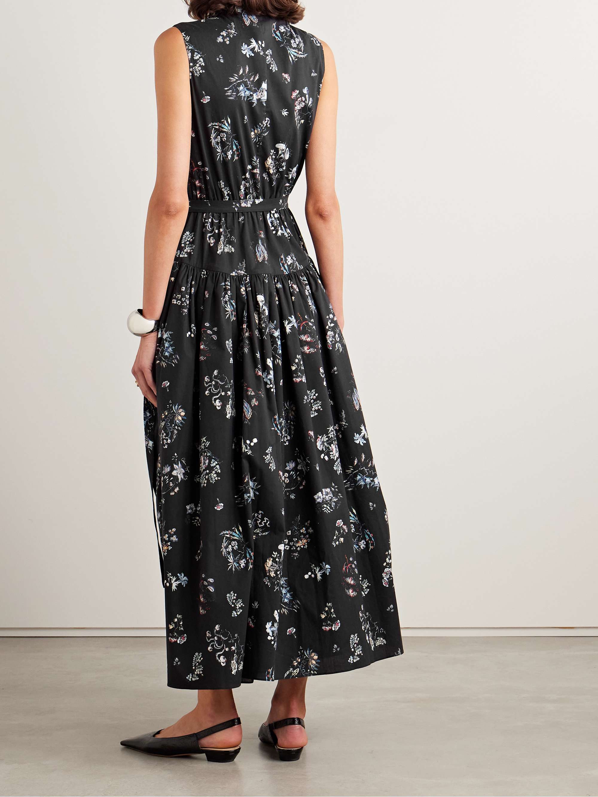 Belted floral-print cotton-poplin midi dress view