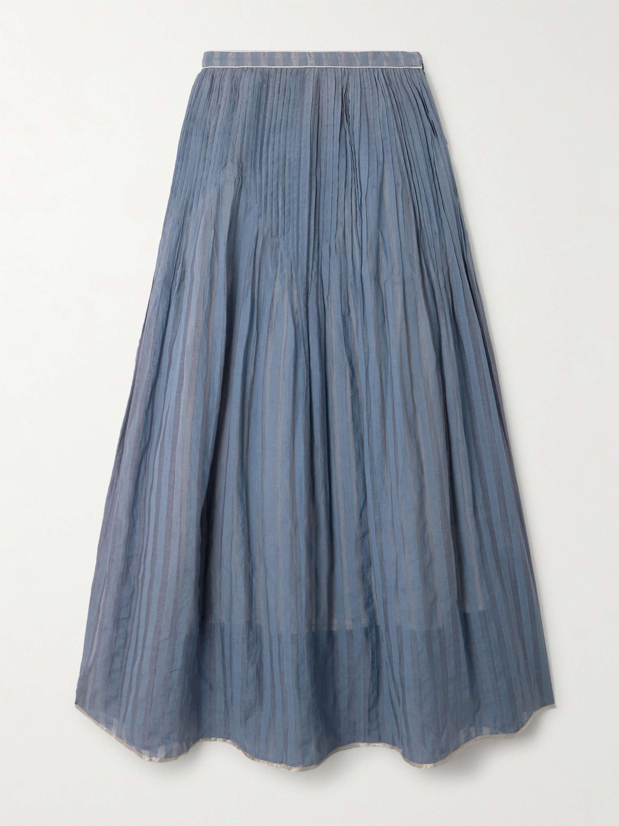Delphi pintucked striped cotton and silk-blend maxi skirt hero visual