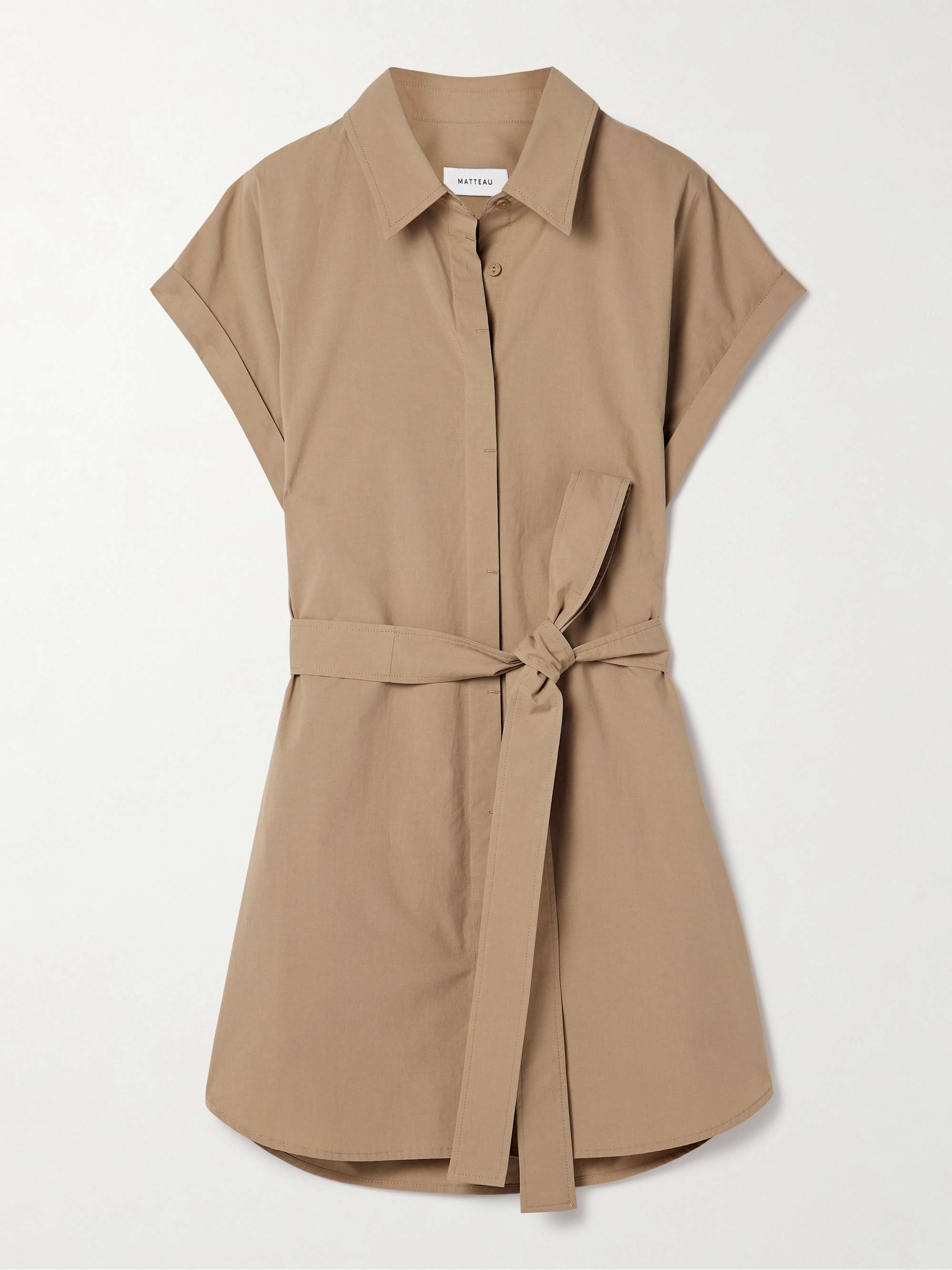 Belted organic cotton-poplin mini shirt dress hero visual
