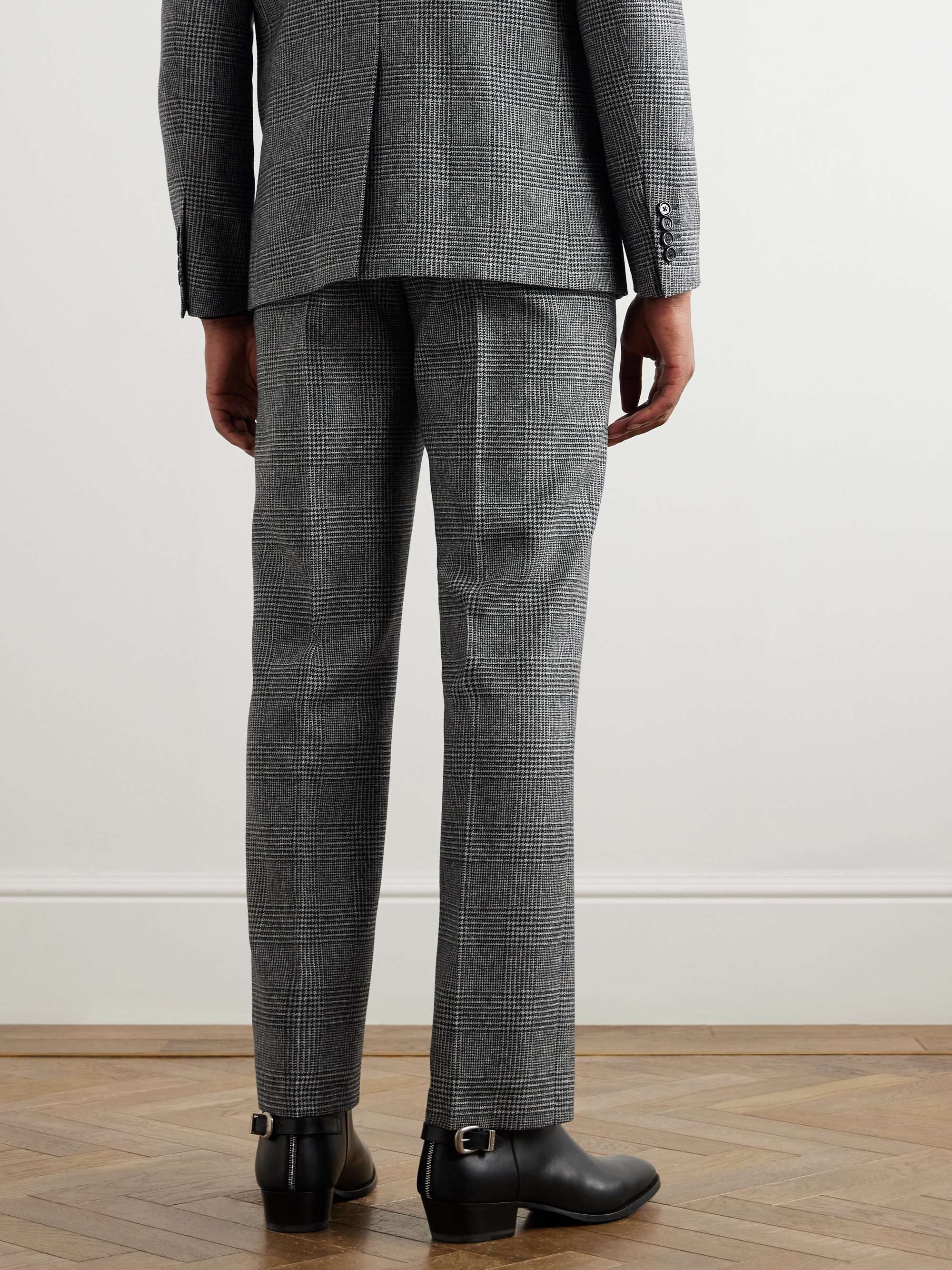 Straight-Leg Prince of Wales Wool Trousers view