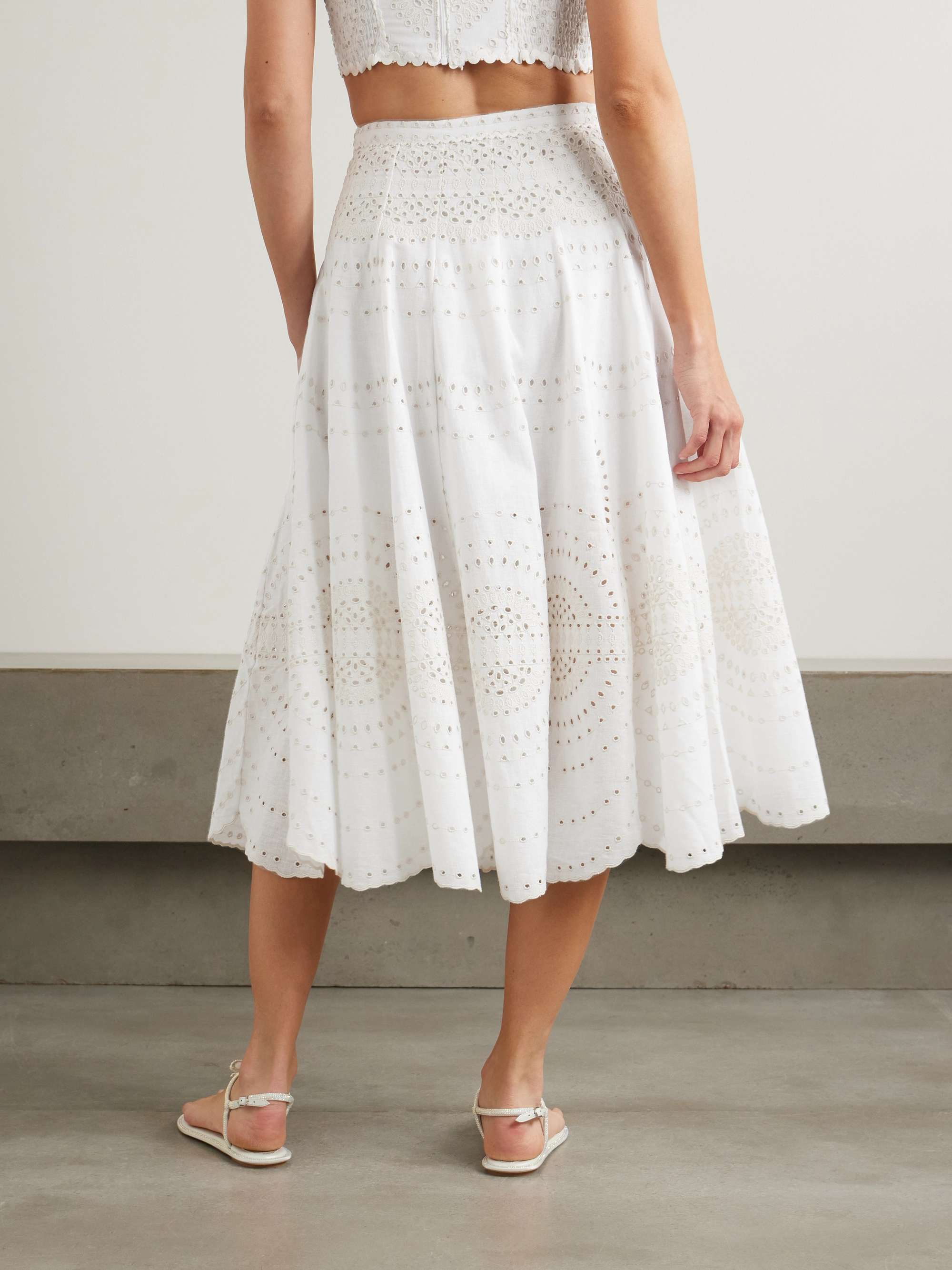 Livvy broderie anglaise cotton-blend midi skirt view