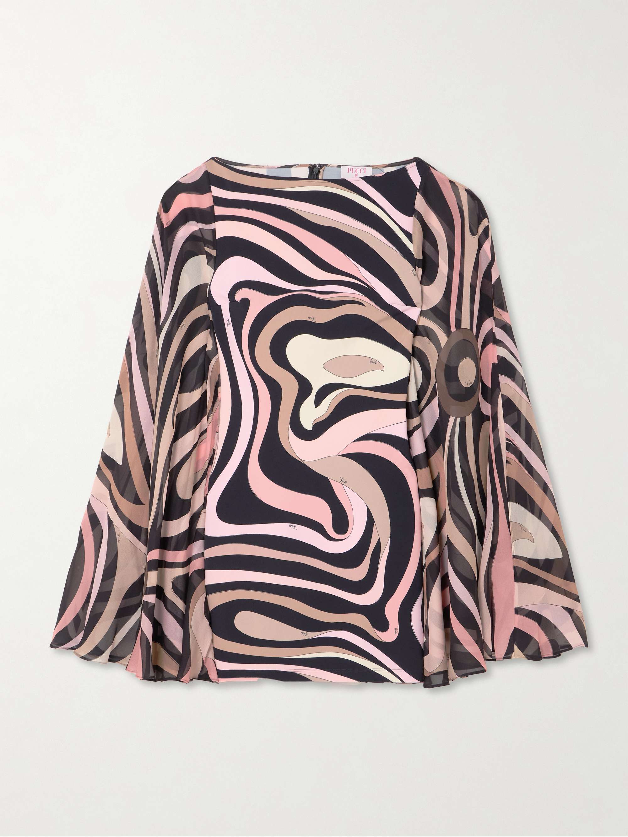 Cape-effect printed silk crepe de chine and stretch-jersey mini dress hero visual