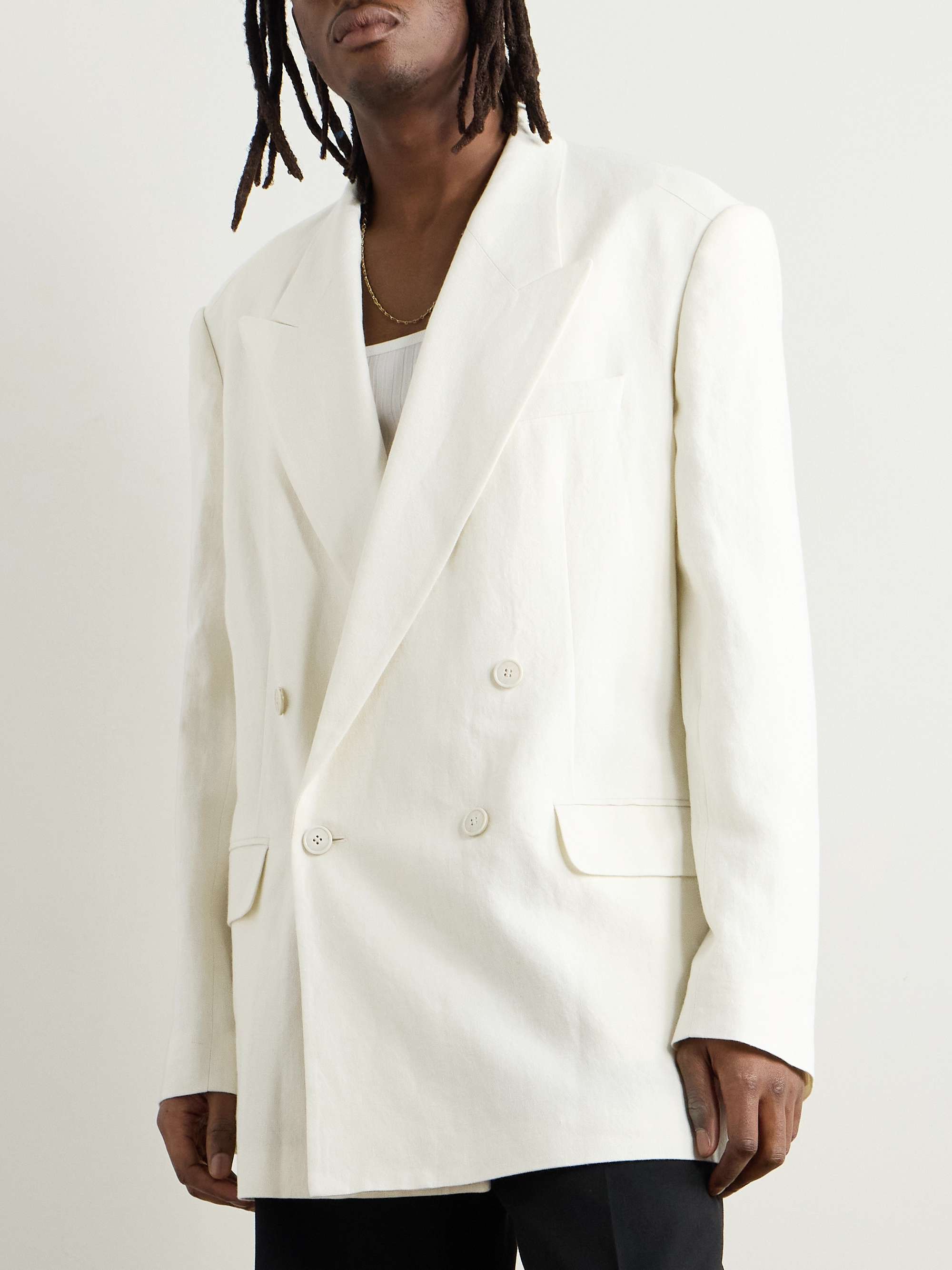 Oversized Double-Breasted Linen, Wool, Silk and Cashmere-Blend Blazer view