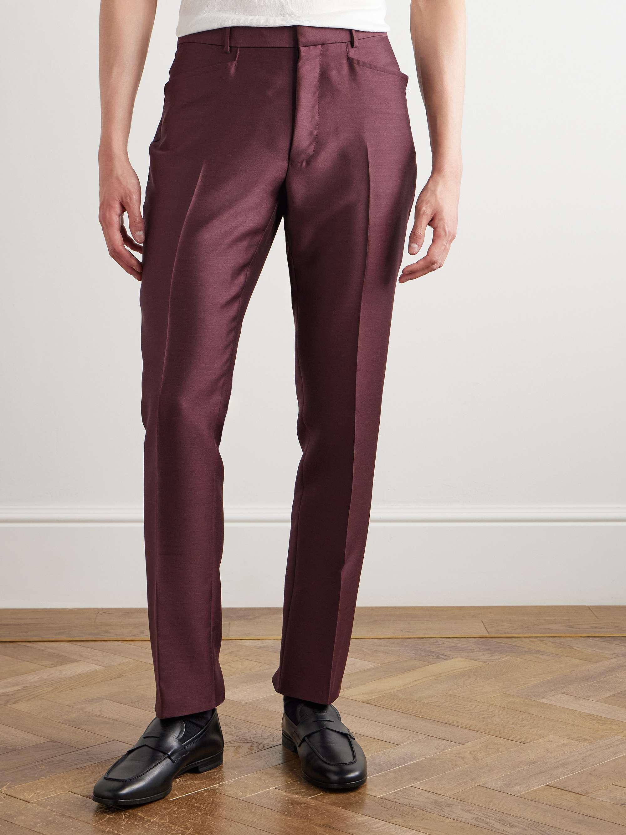 Dyllan Straight-Leg Wool, Mohair and Silk-Blend Twill Trousers view