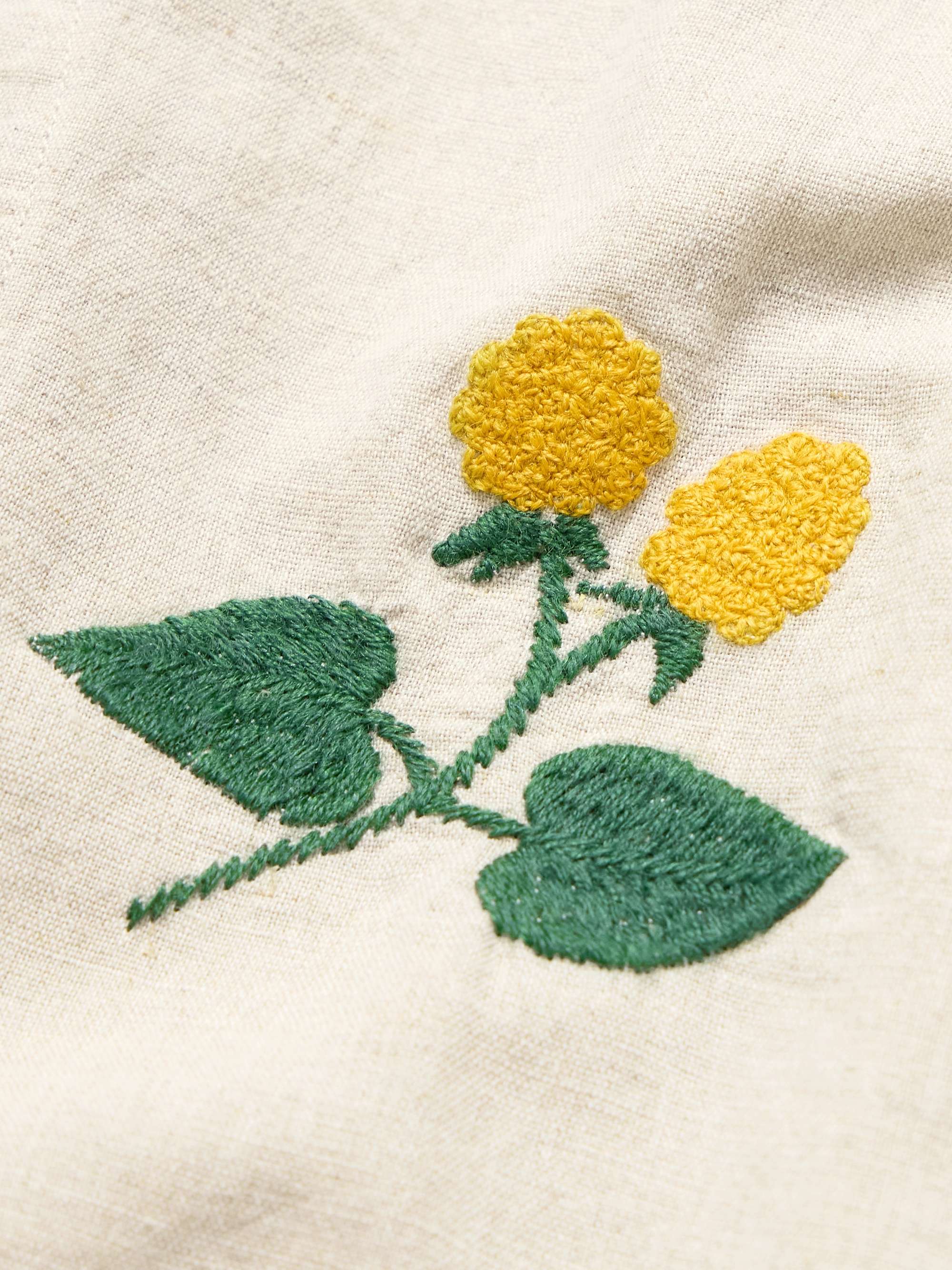 Convertible-Collar Embroidered Linen and Cotton-Blend Shirt view