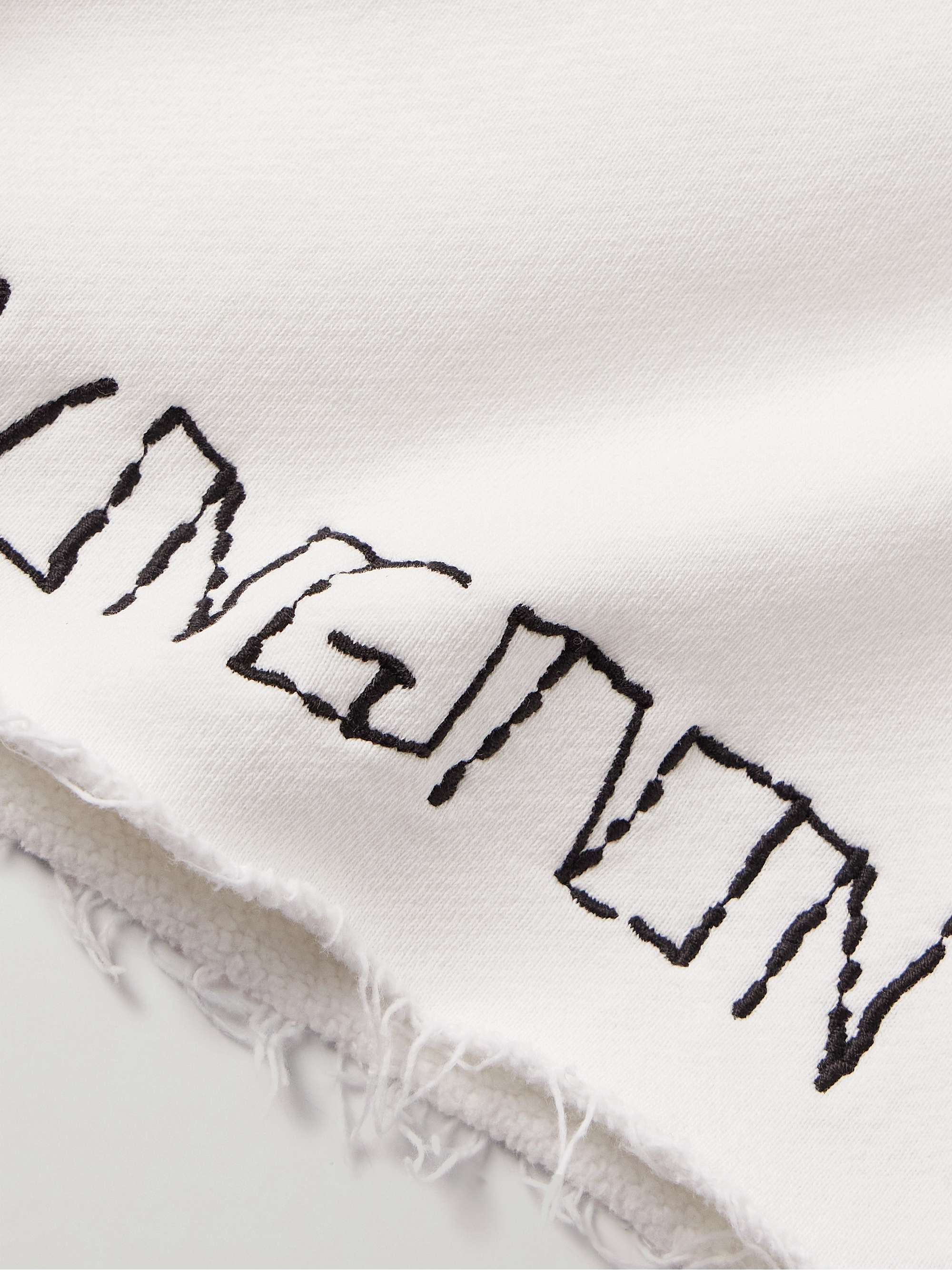 Gymbag Frayed Logo-Print Embroidered Cotton-Jersey Shorts view