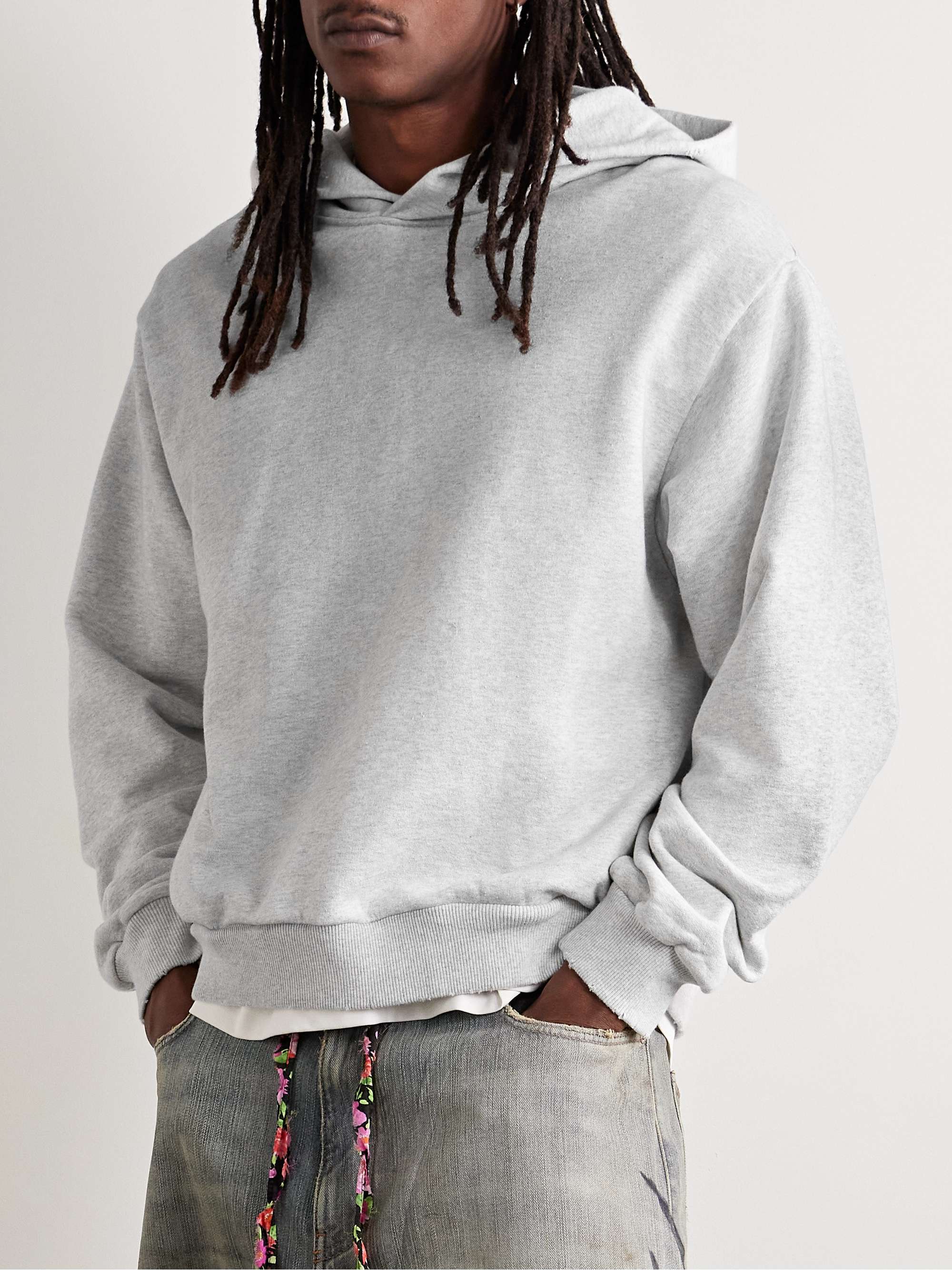 Franziska Garment-Dyed Distressed Logo-Print Cotton-Blend Jersey Hoodie view