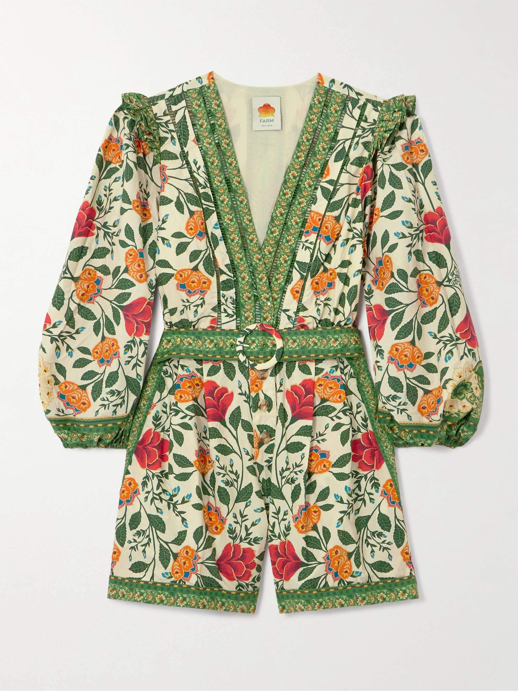 Garden Tapestry ruffled belted floral-print cotton-poplin jumpsuit hero visual