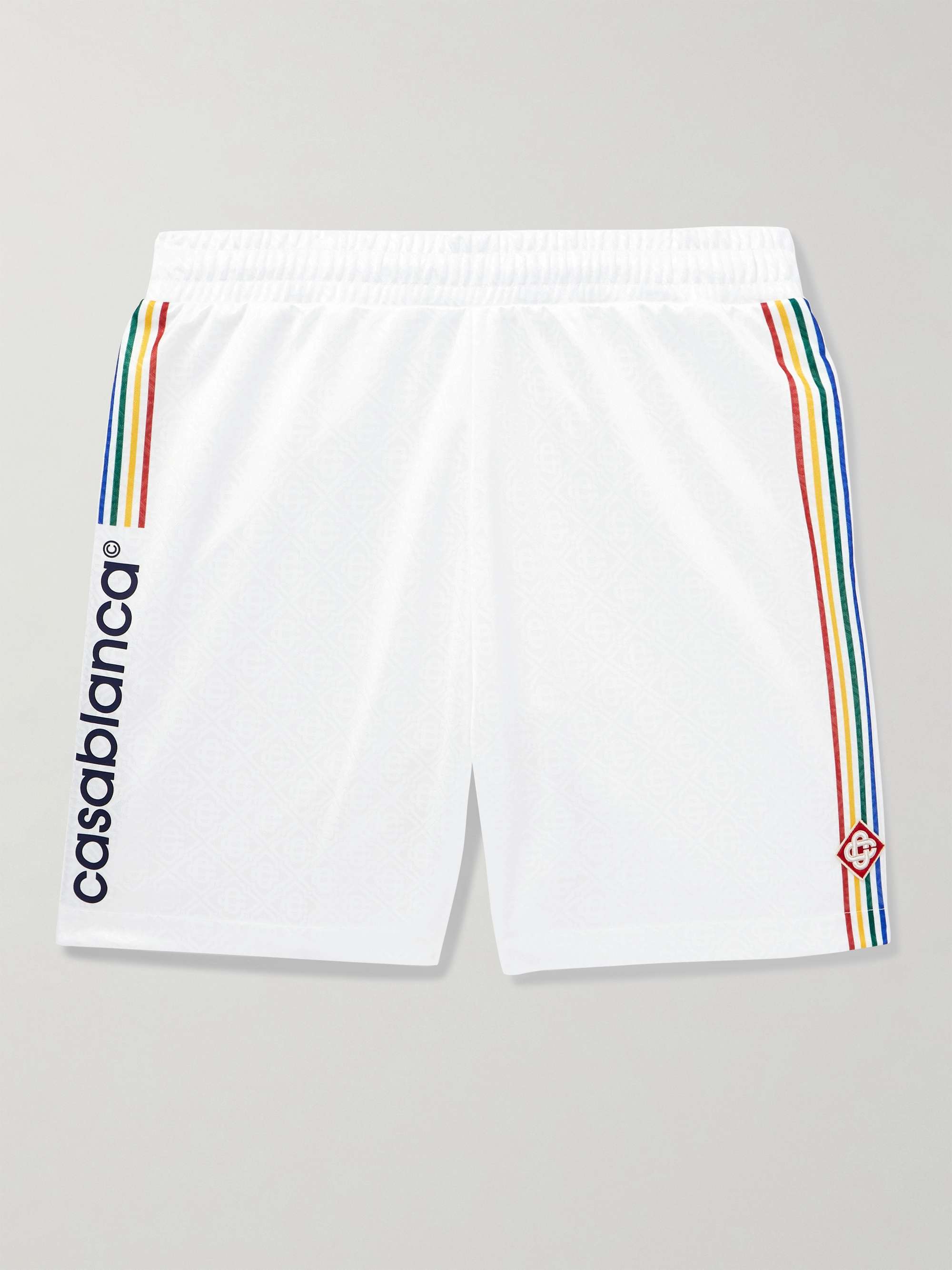 Straight-Leg Logo-Appliquéd Striped Jacquard Shorts hero visual