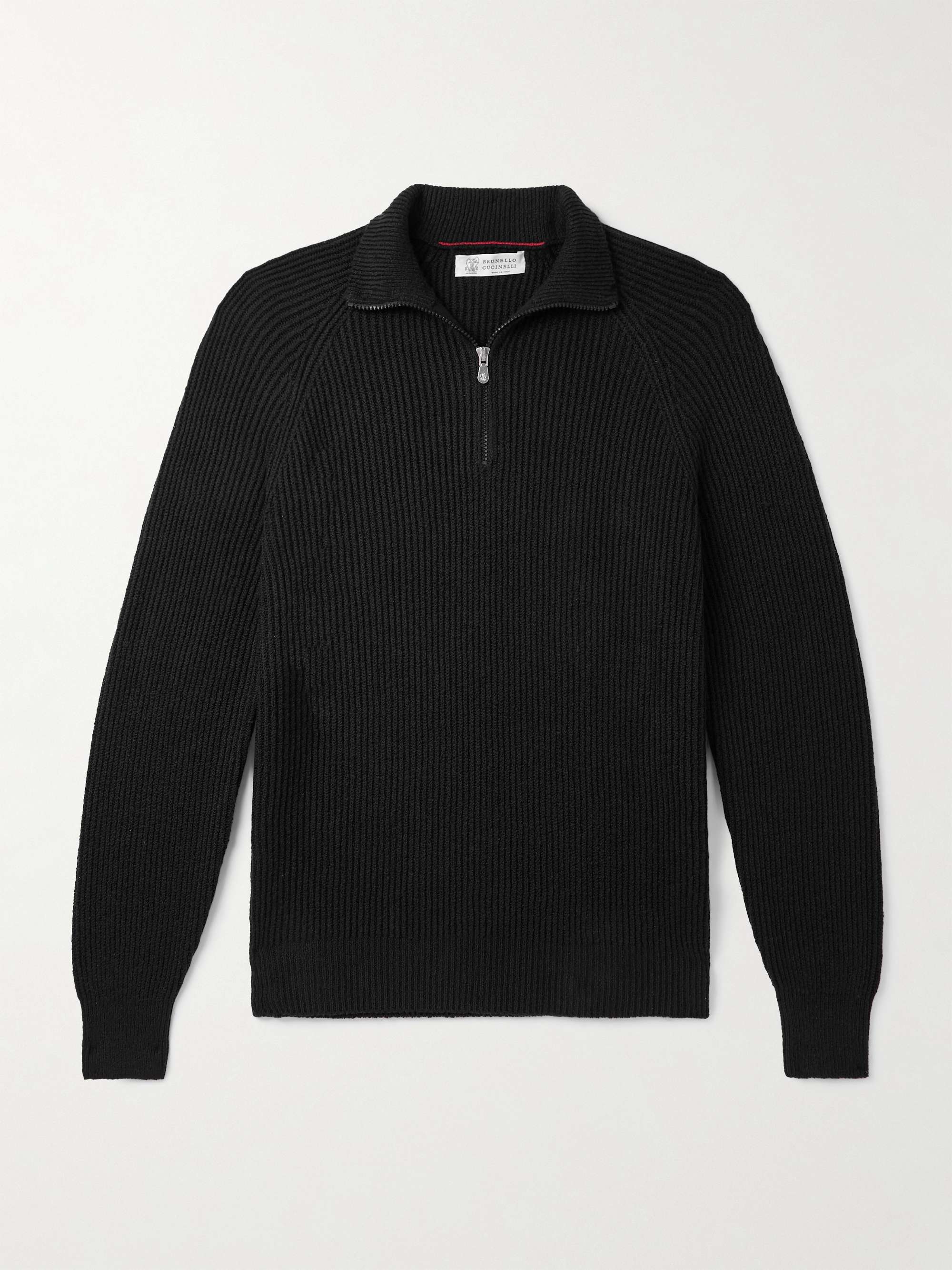 Ribbed Cotton Half-Zip Sweater hero visual