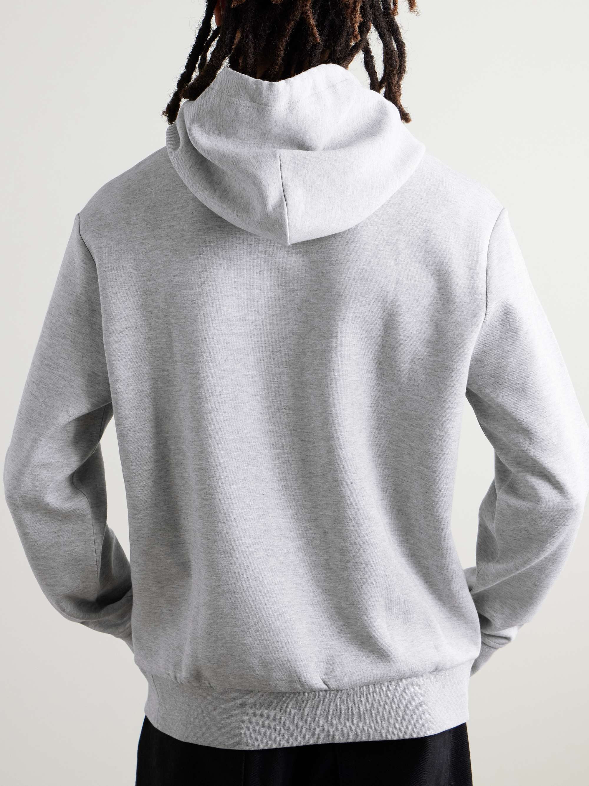 Logo-Appliquéd Embroidered Cotton-Jersey Hoodie view