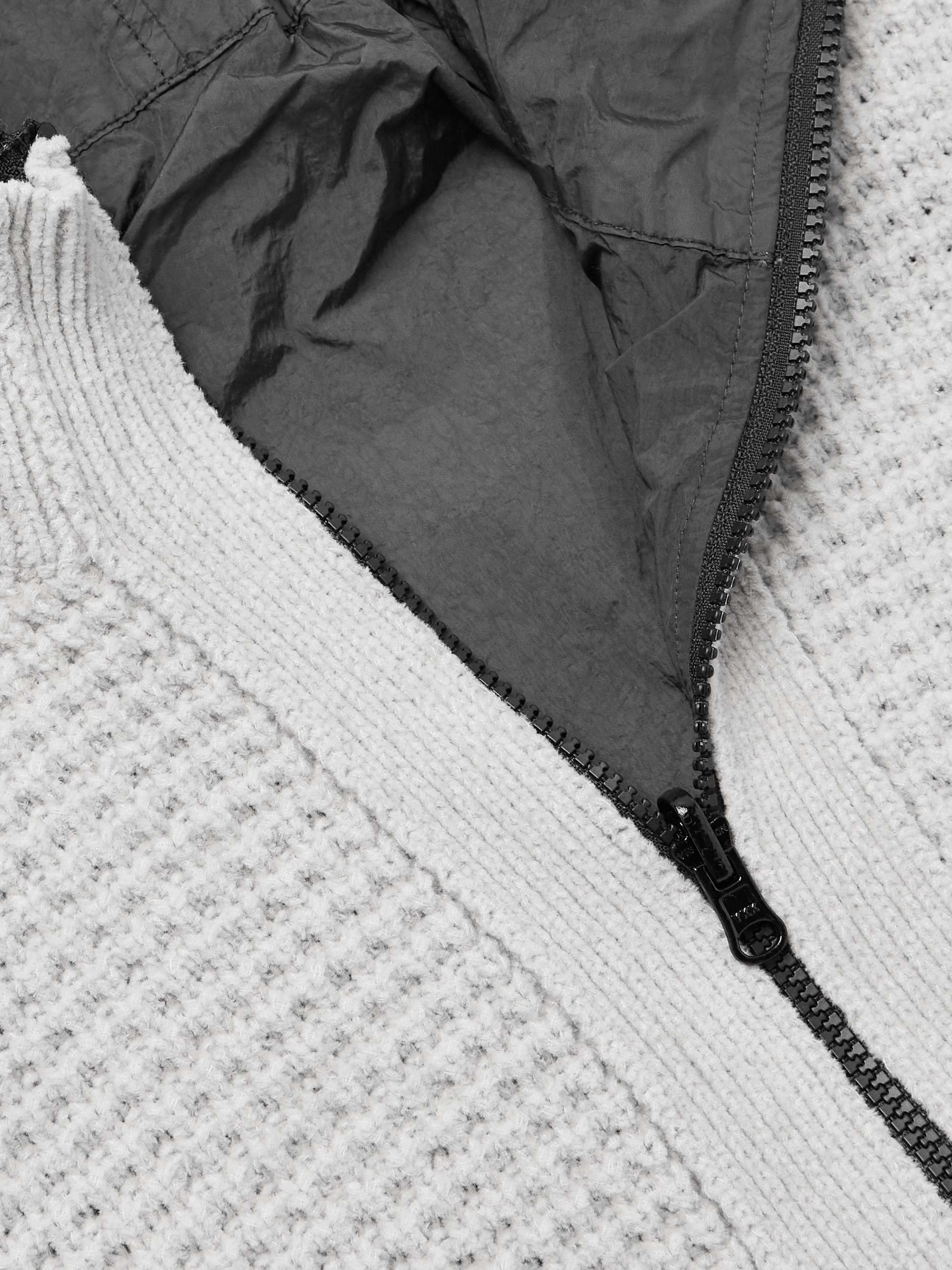 Logo-Appliquéd Reversible Shell and Cotton-Chenille Hooded Cardigan view