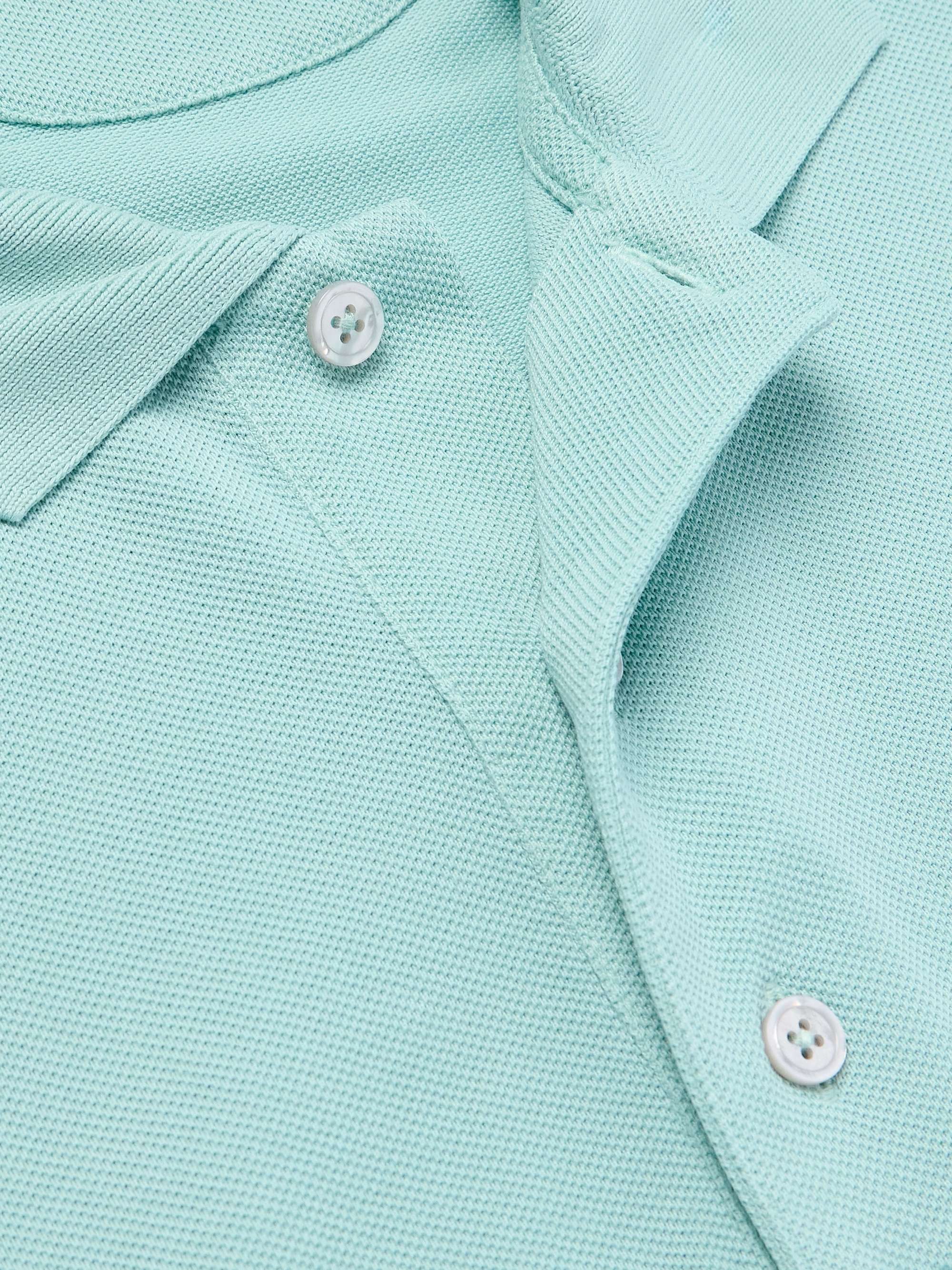 Slim-Fit Lyocell and Cotton-Blend Piqué Polo Shirt view