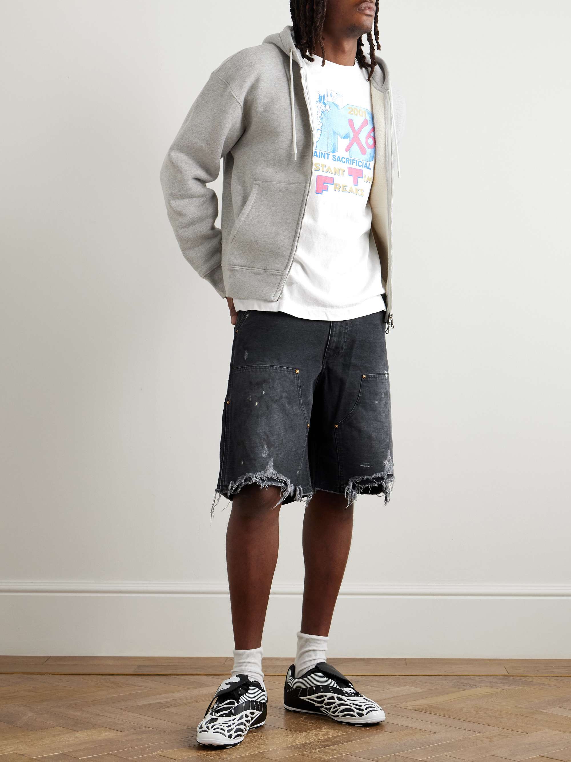 Straight-Leg Distressed Cotton Shorts view