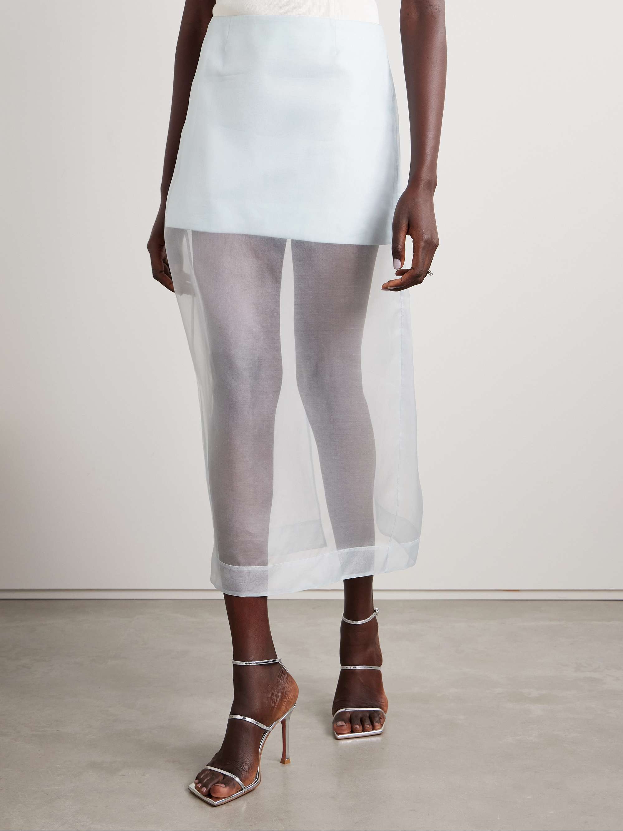 Crush layered silk-organza midi skirt view