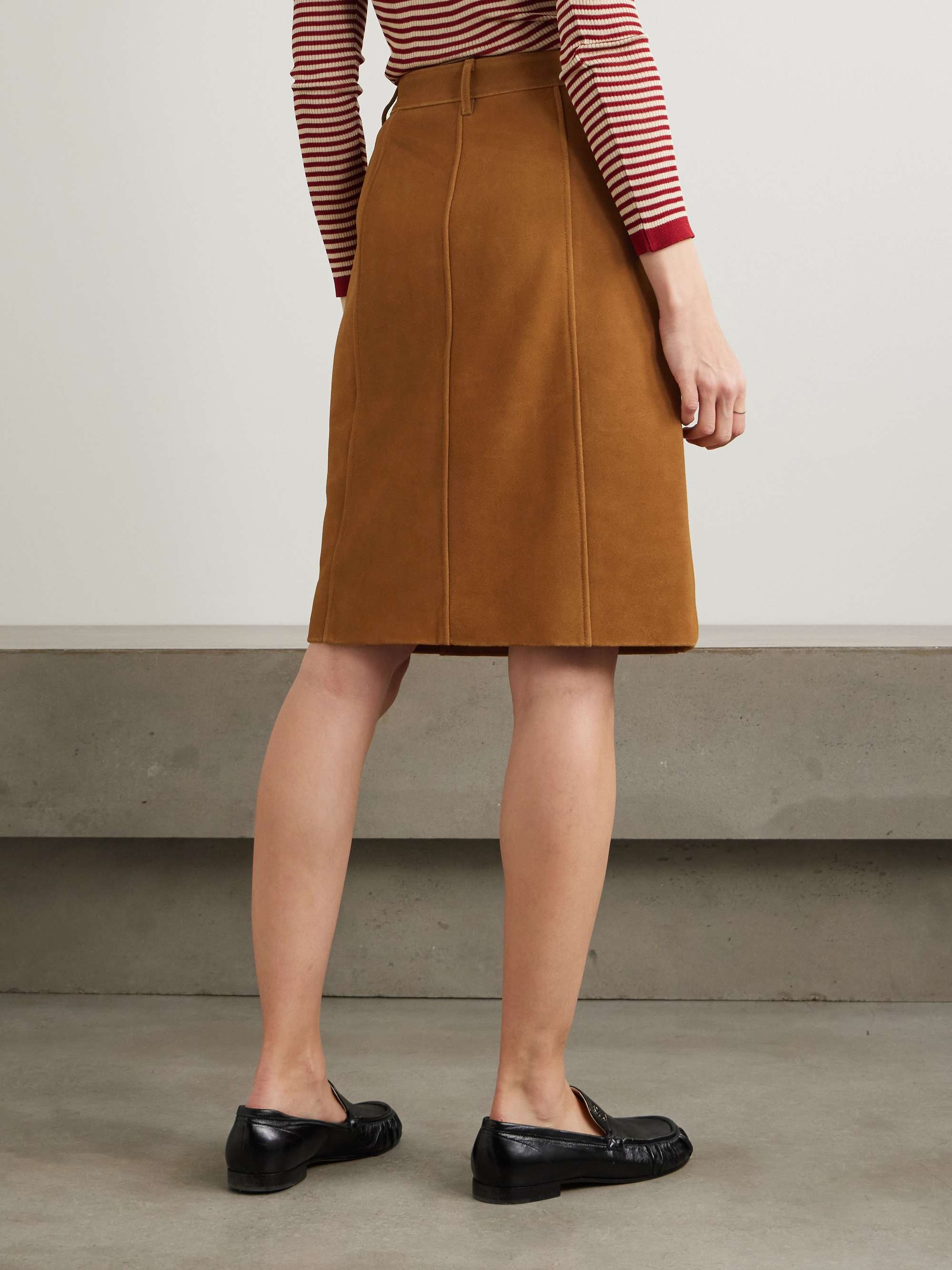 Belted paneled suede  skirt view