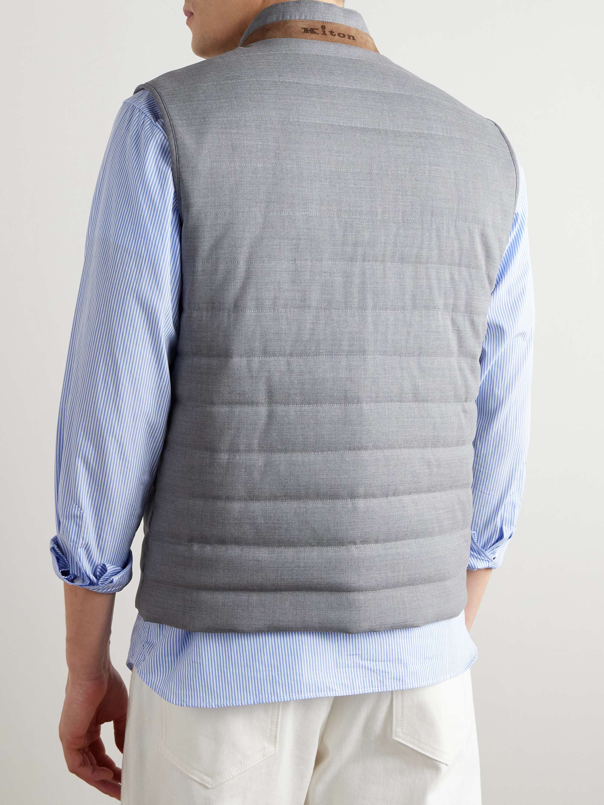 Slim-Fit Suede-Trimmed Quilted Wool-Blend Gilet view