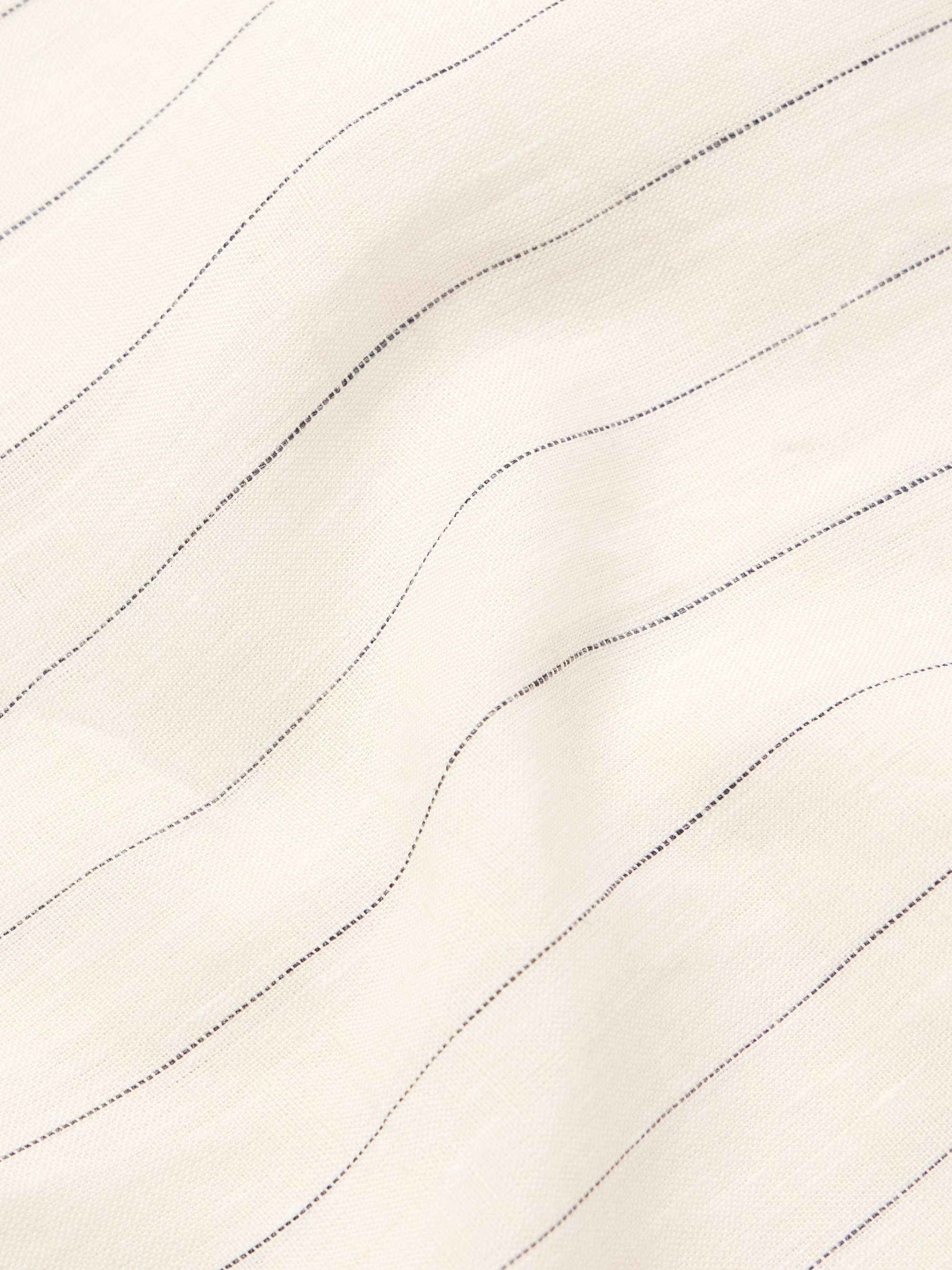 Elia Grandad-Collar Pinstriped Linen Shirt view