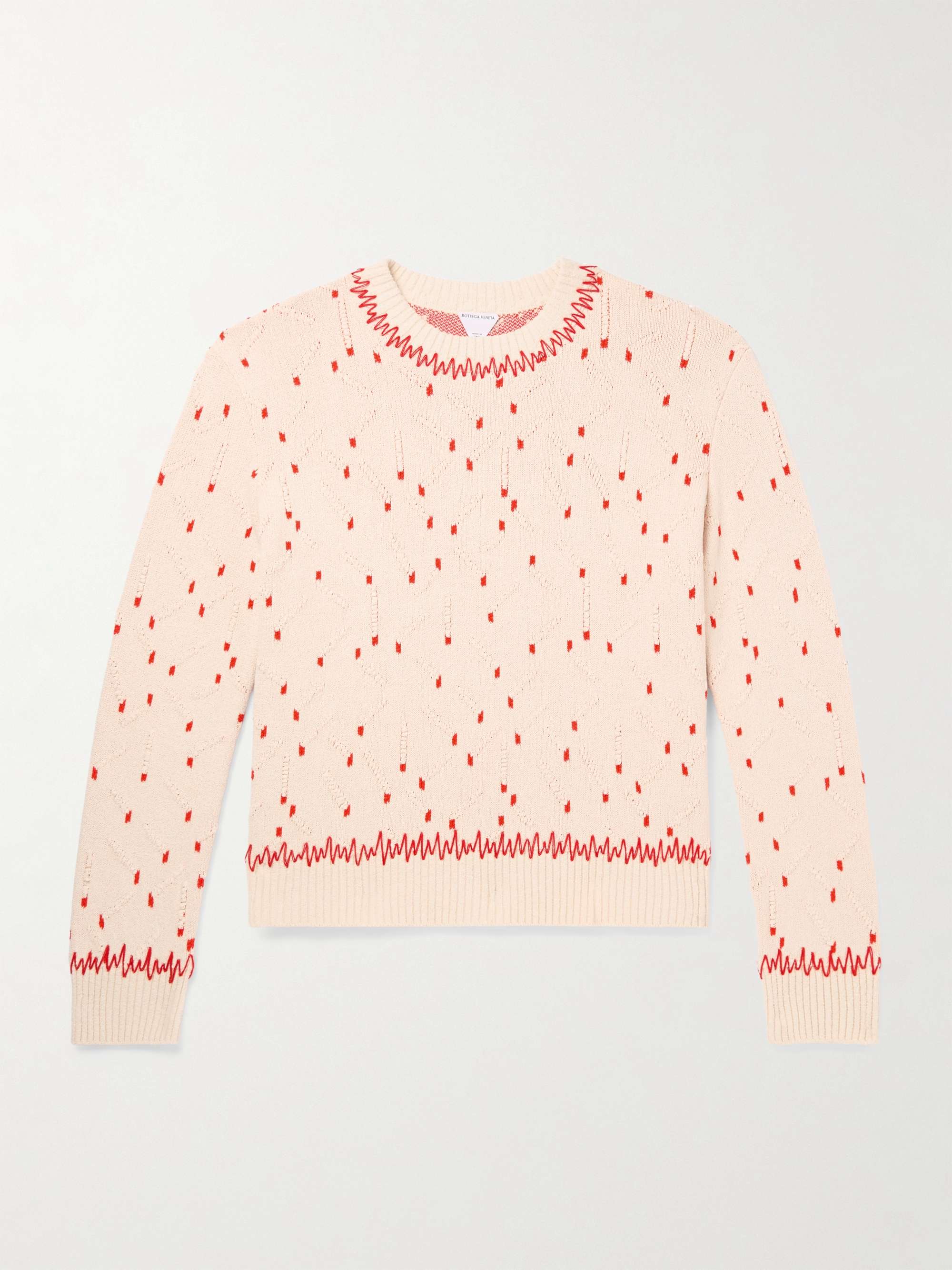 Embroidered Jacquard-Knit Cotton-Blend Chenille Sweater hero visual