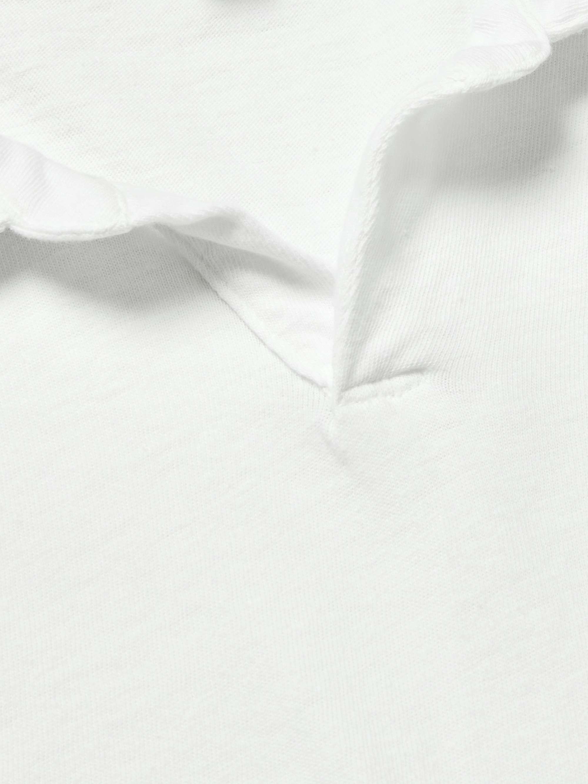 Open-Collar Slub Cotton-Jersey Polo Shirt view