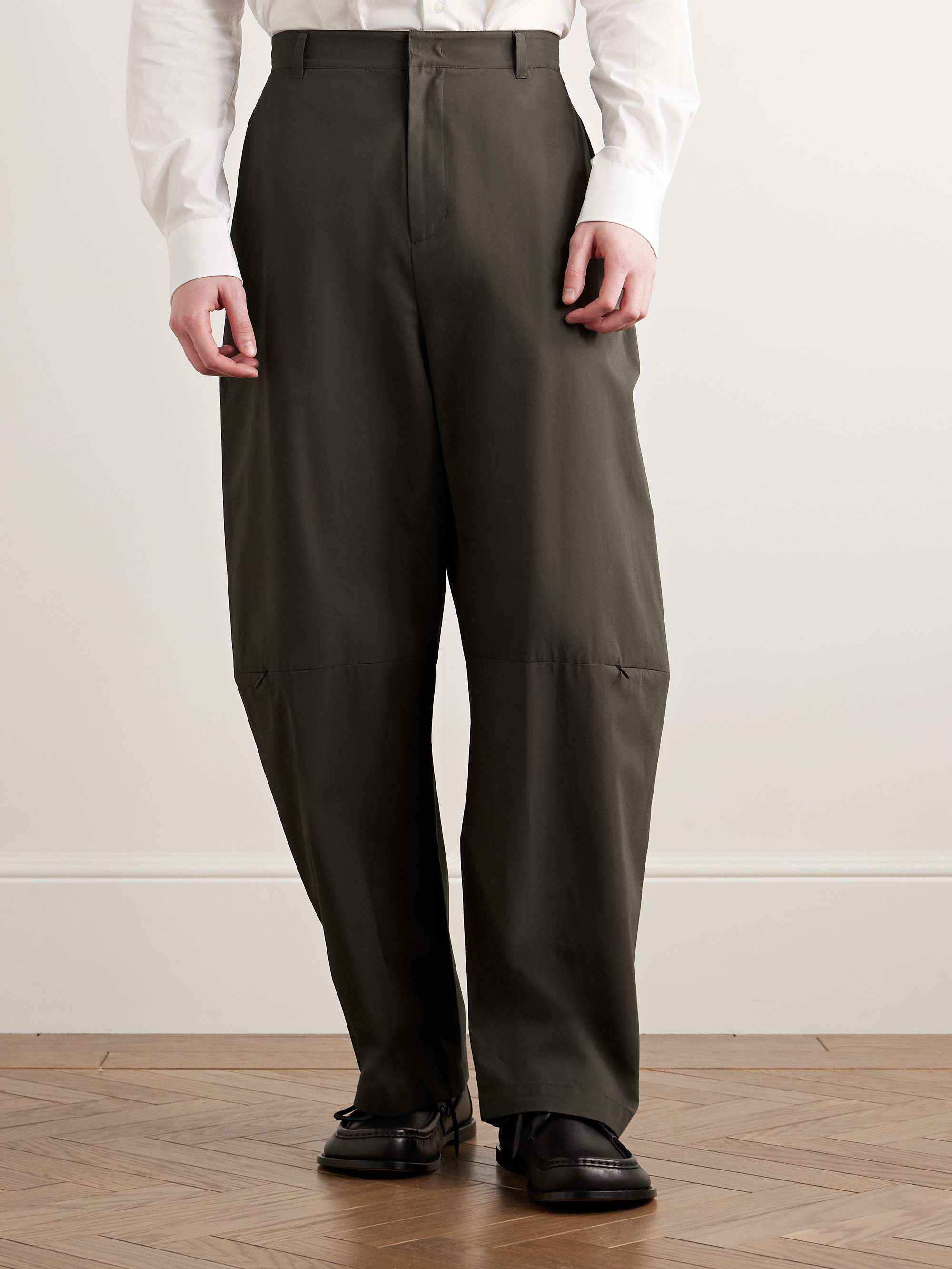 Barrel-Leg Cotton-Poplin Trousers view