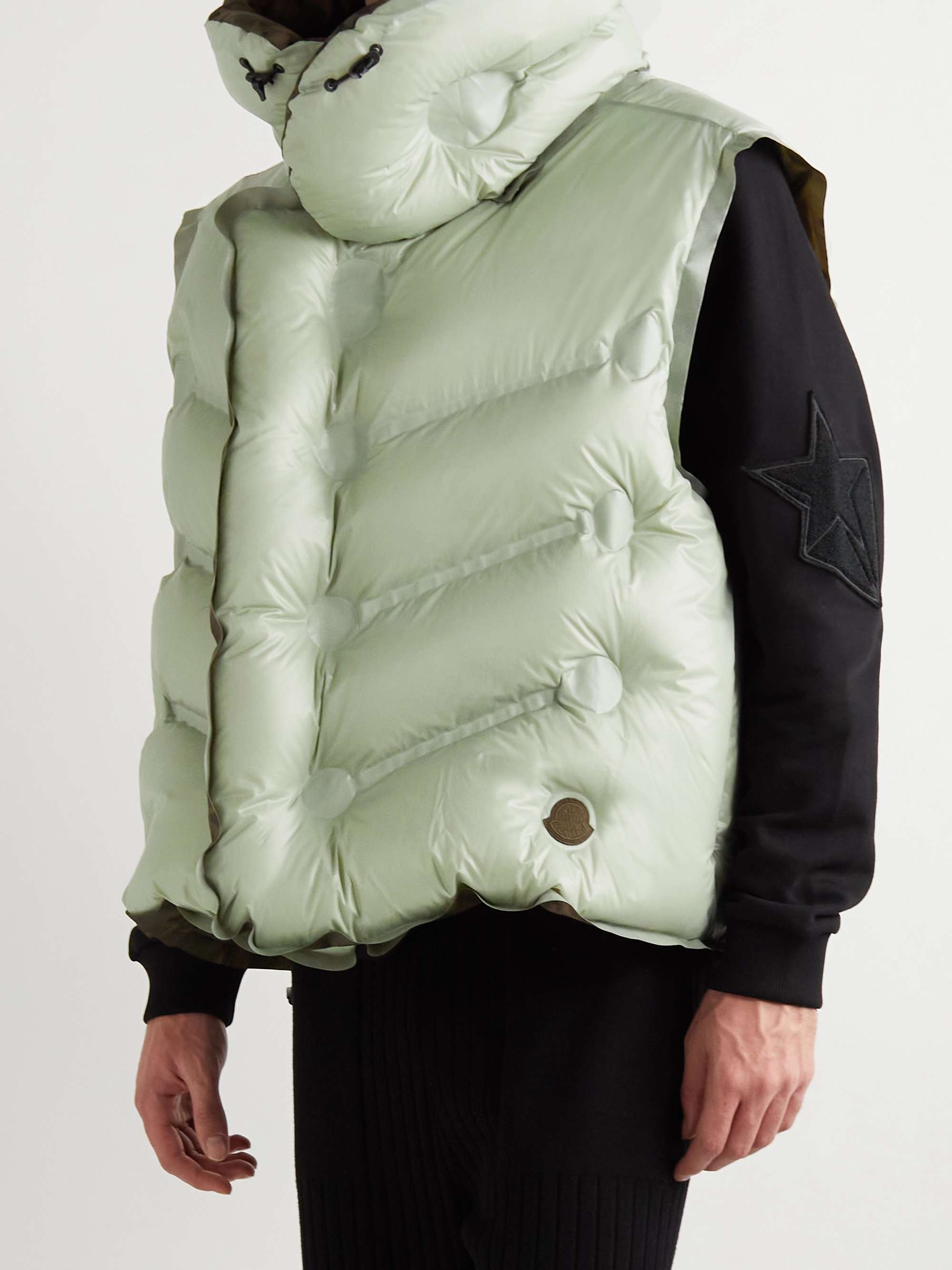 + Dingyun Zhang Zadena Reversible Logo-Appliquéd Quilted Ripstop Down Gilet view