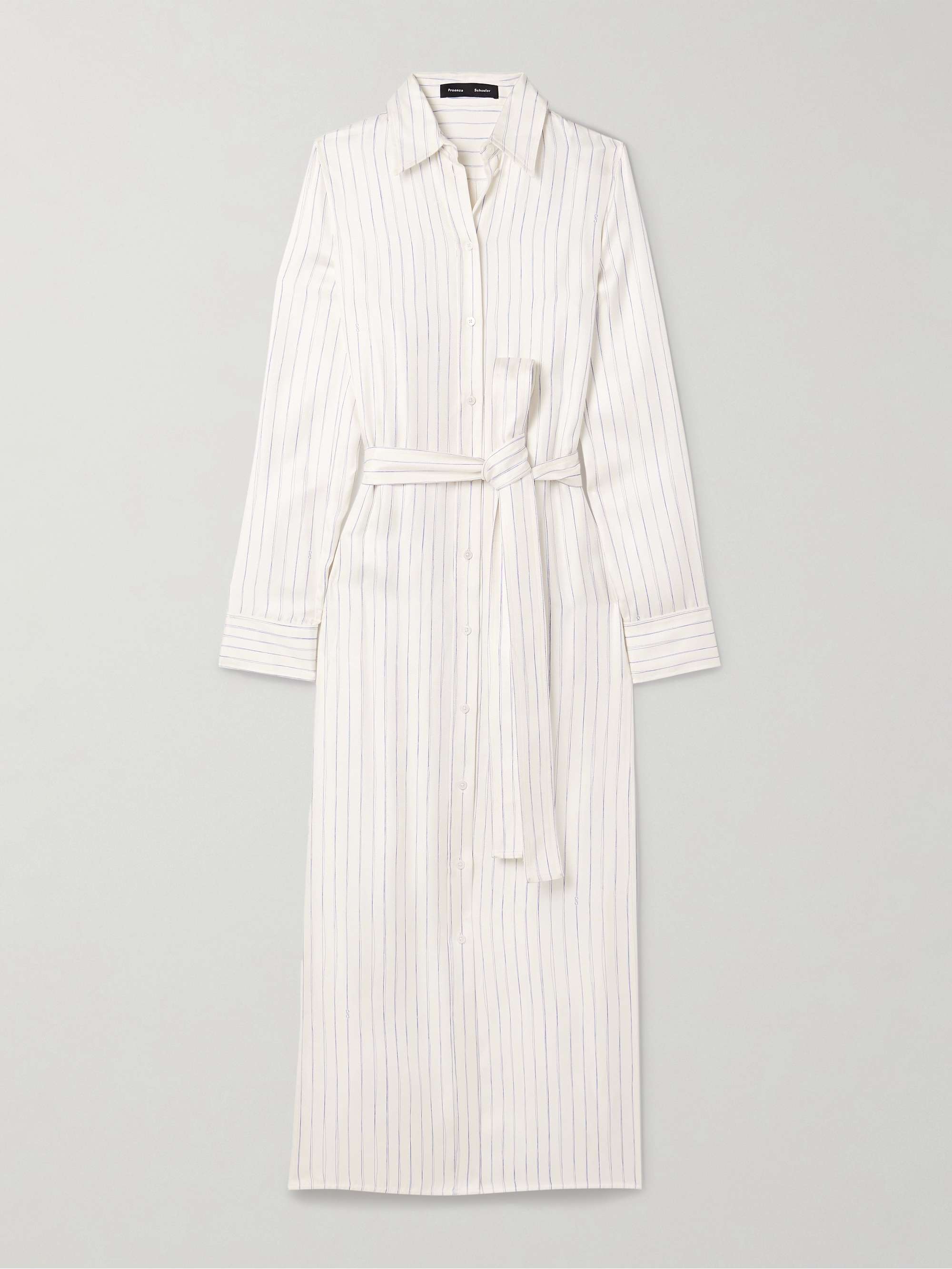 Hannah belted striped silk-twill midi shirt dress hero visual