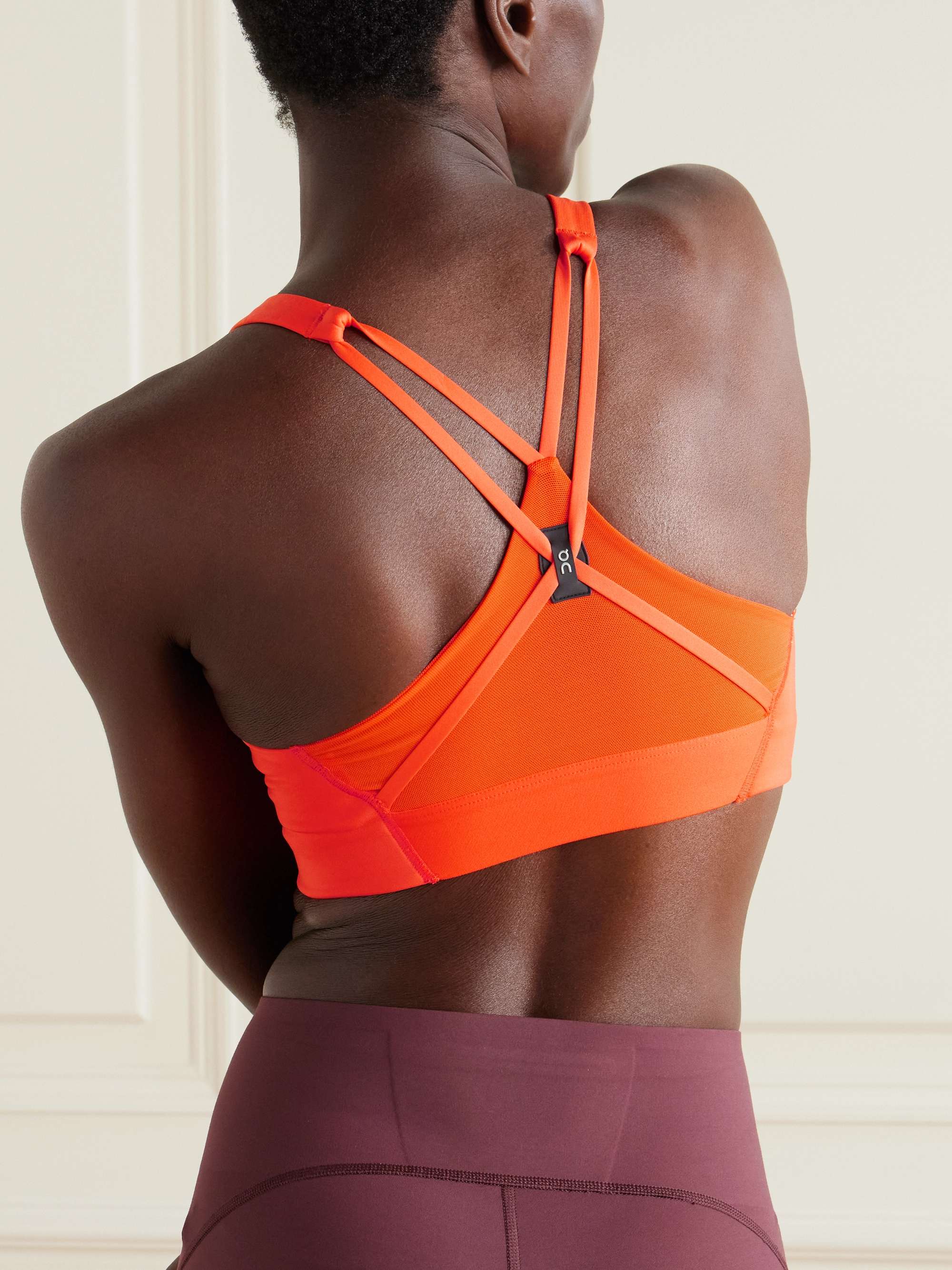 Active mesh-trimmed stretch-jersey sports bra view