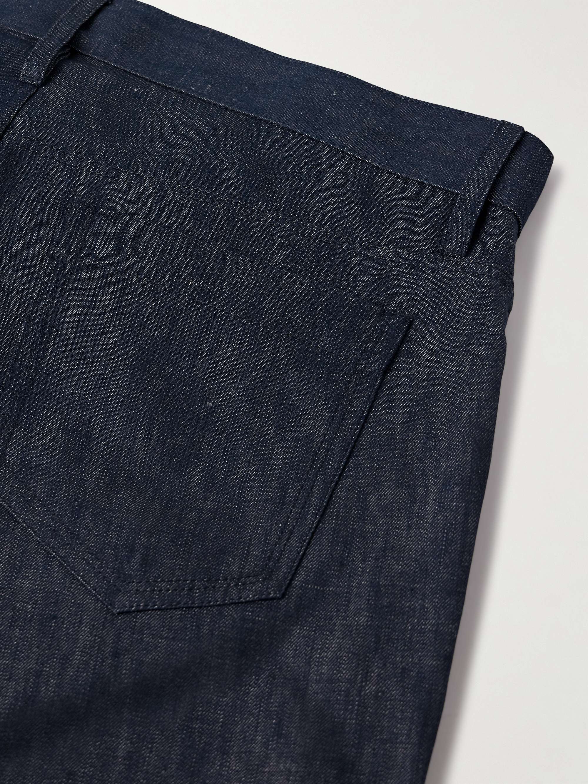 Anthony Slim-Fit Straight-Leg Cotton and Linen-Blend Chambray Trousers view