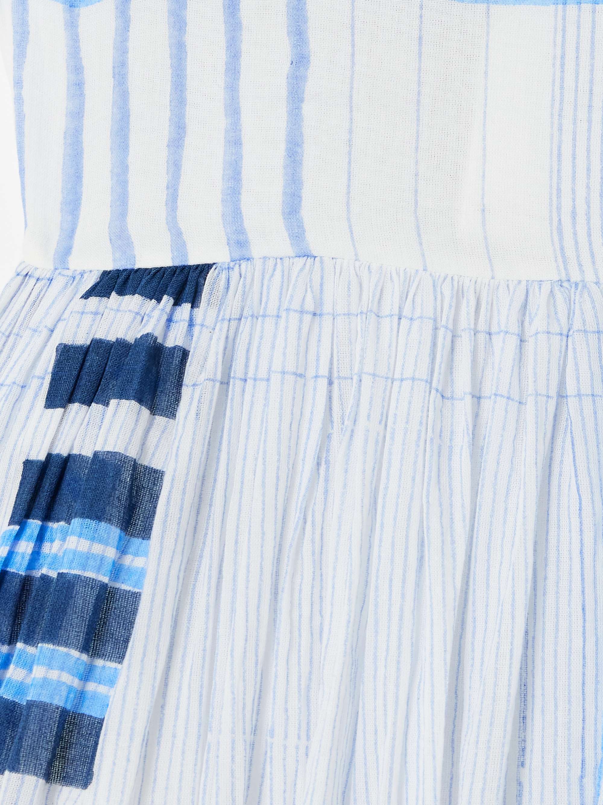Caprice shirred striped cotton-voile midi dress view