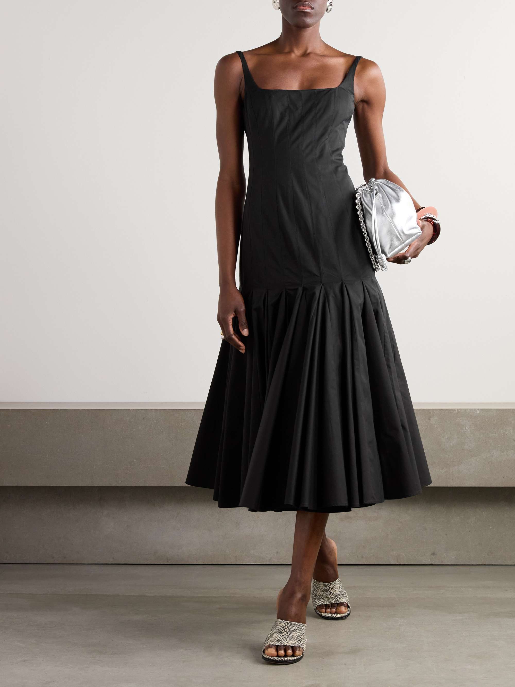 Agave pleated paneled cotton-poplin midi dress view