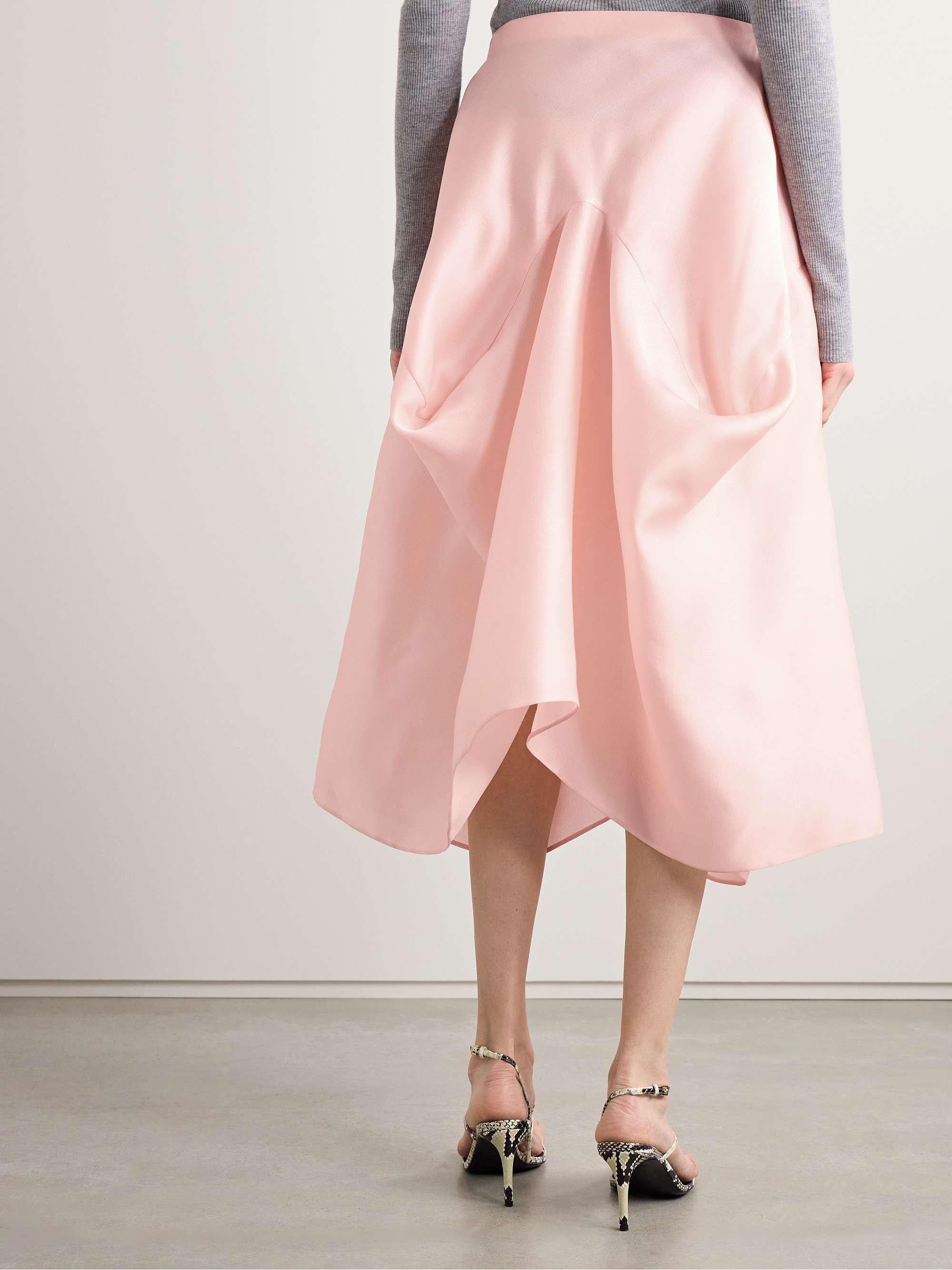 Sawyer asymmetric draped silk-taffeta midi skirt view