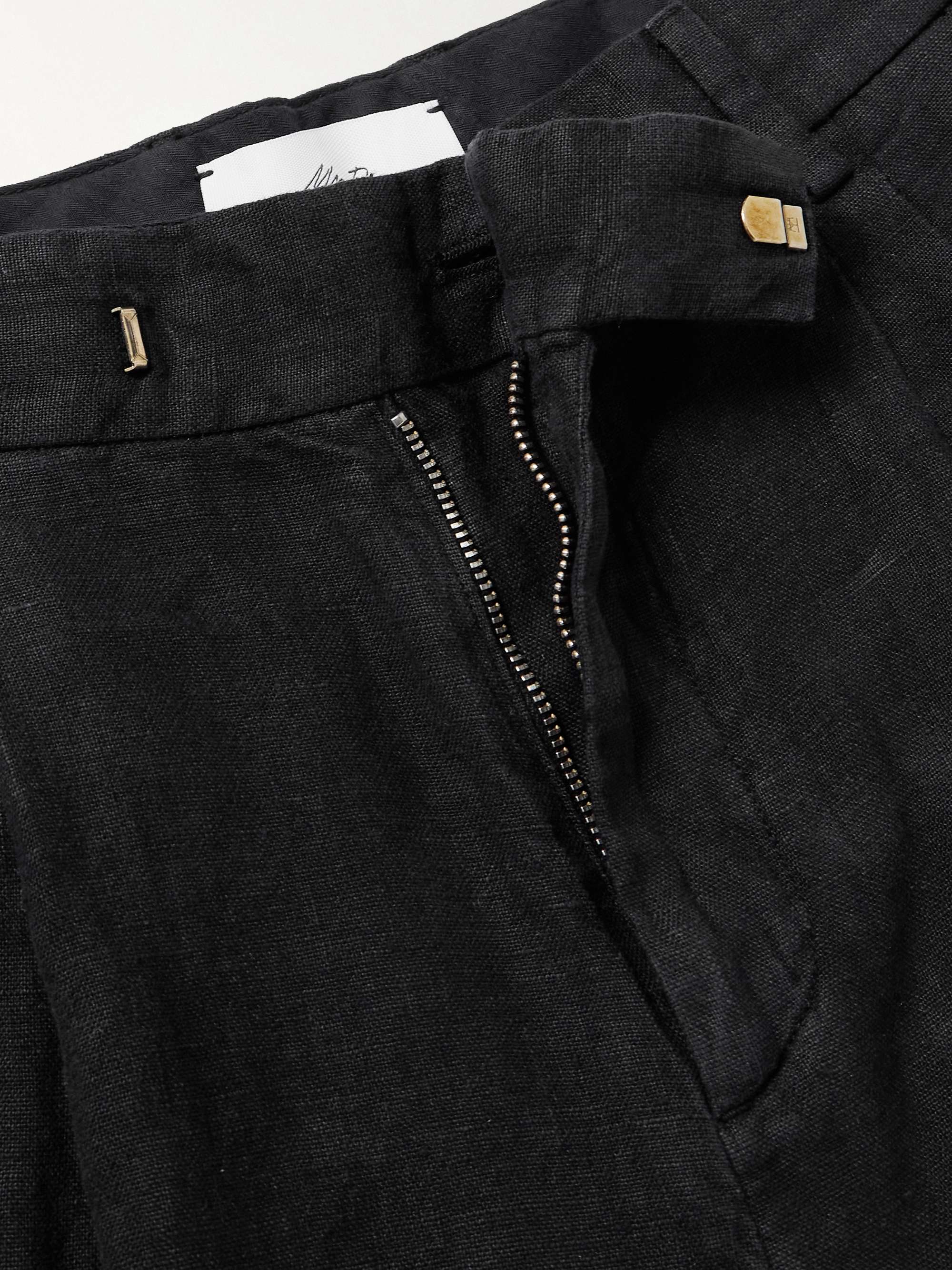 Steve Tapered Pleated Organic Cotton and Linen-Blend Trousers view