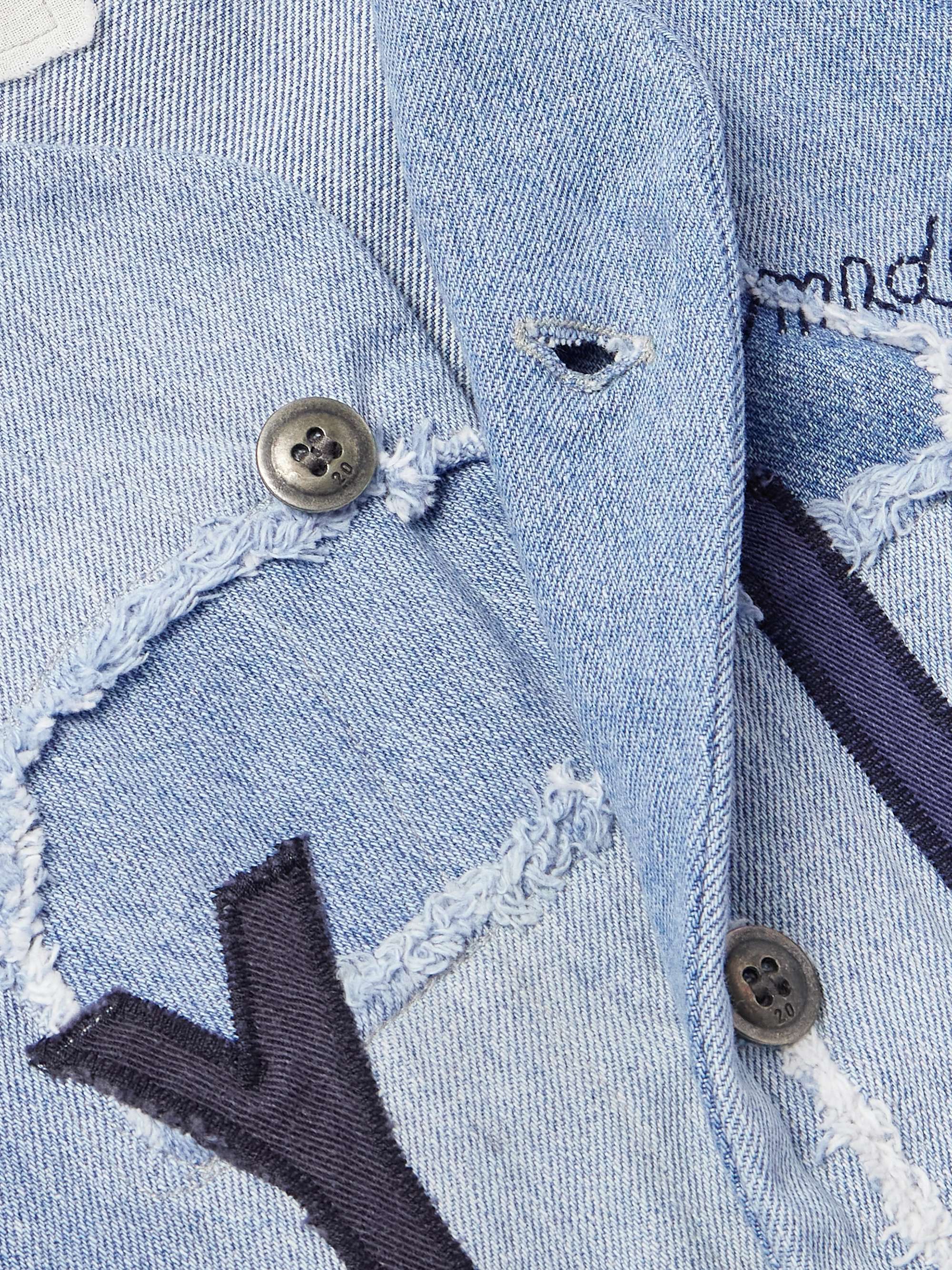 Frayed Appliquéd Embroidered Distressed Denim Shirt view
