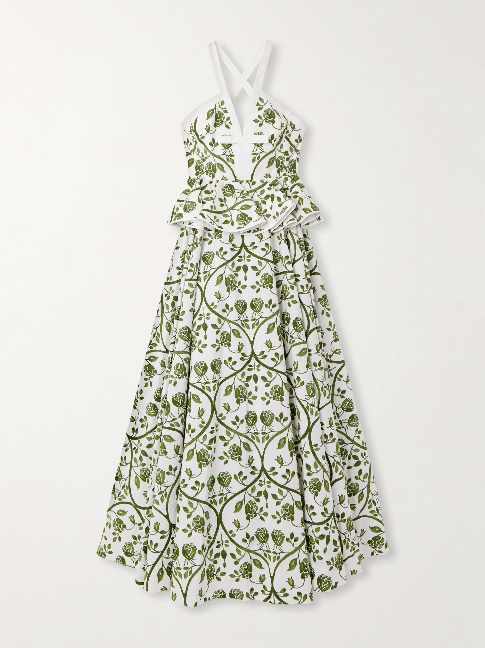 Floral-print cotton-poplin peplum maxi dress hero visual